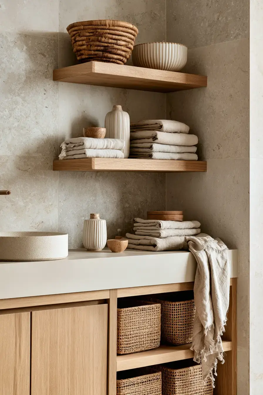 29 Japandi Style Bathroom Ideas for Quiet, Warm Minimalism 9 japandi style bathroom