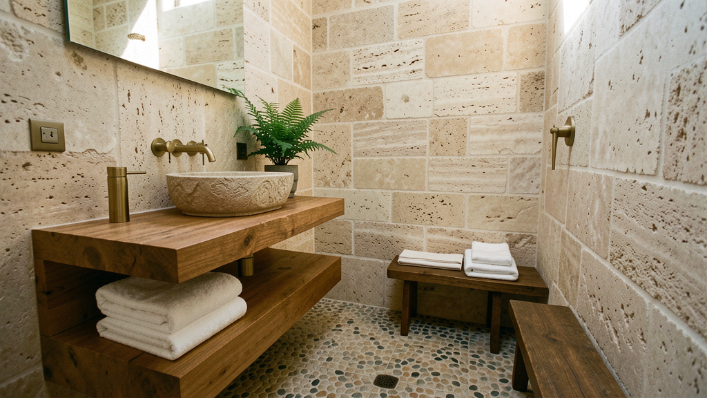 29 Natural Stone Bathroom Ideas Built to Outlast Trends 32 natural stone bathroom