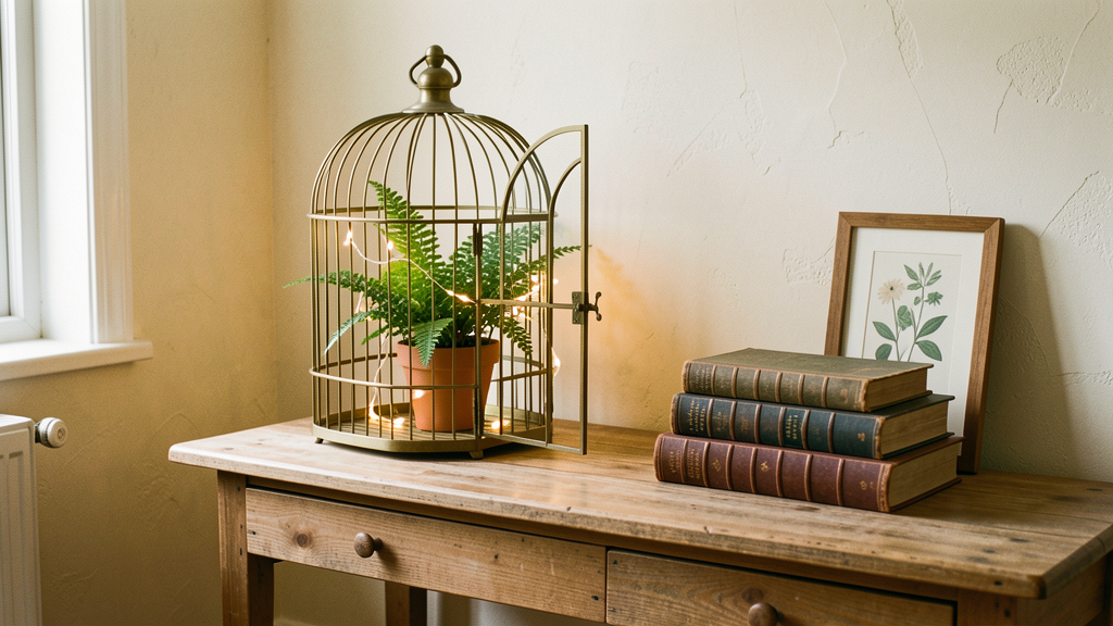29 Vintage Birdcage Decor Ideas That Give Flea Market Finds a Second Life 31 vintage birdcage decor ideas