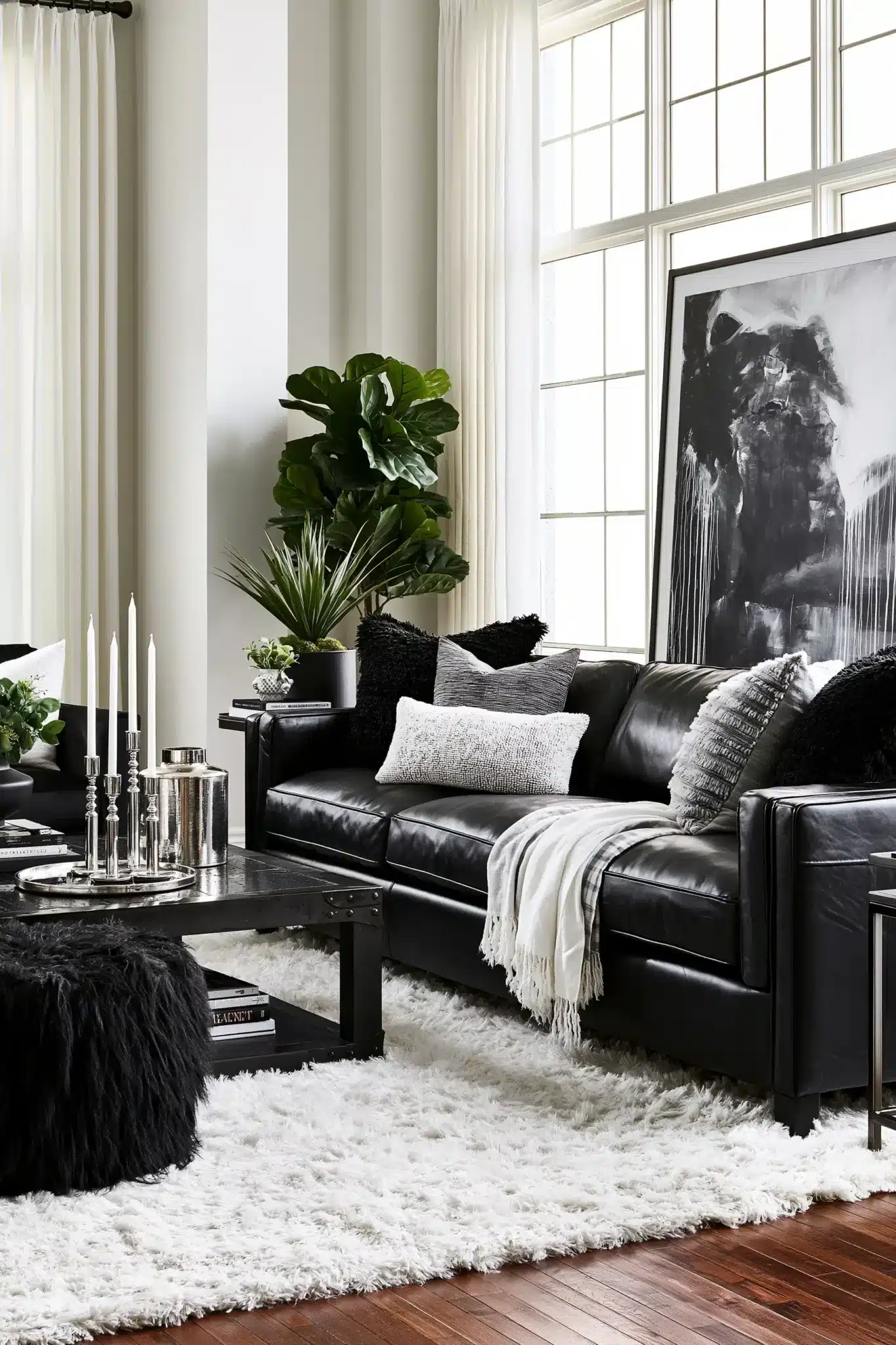 29 Black and White Living Room Decor Ideas with Real Contrast 1