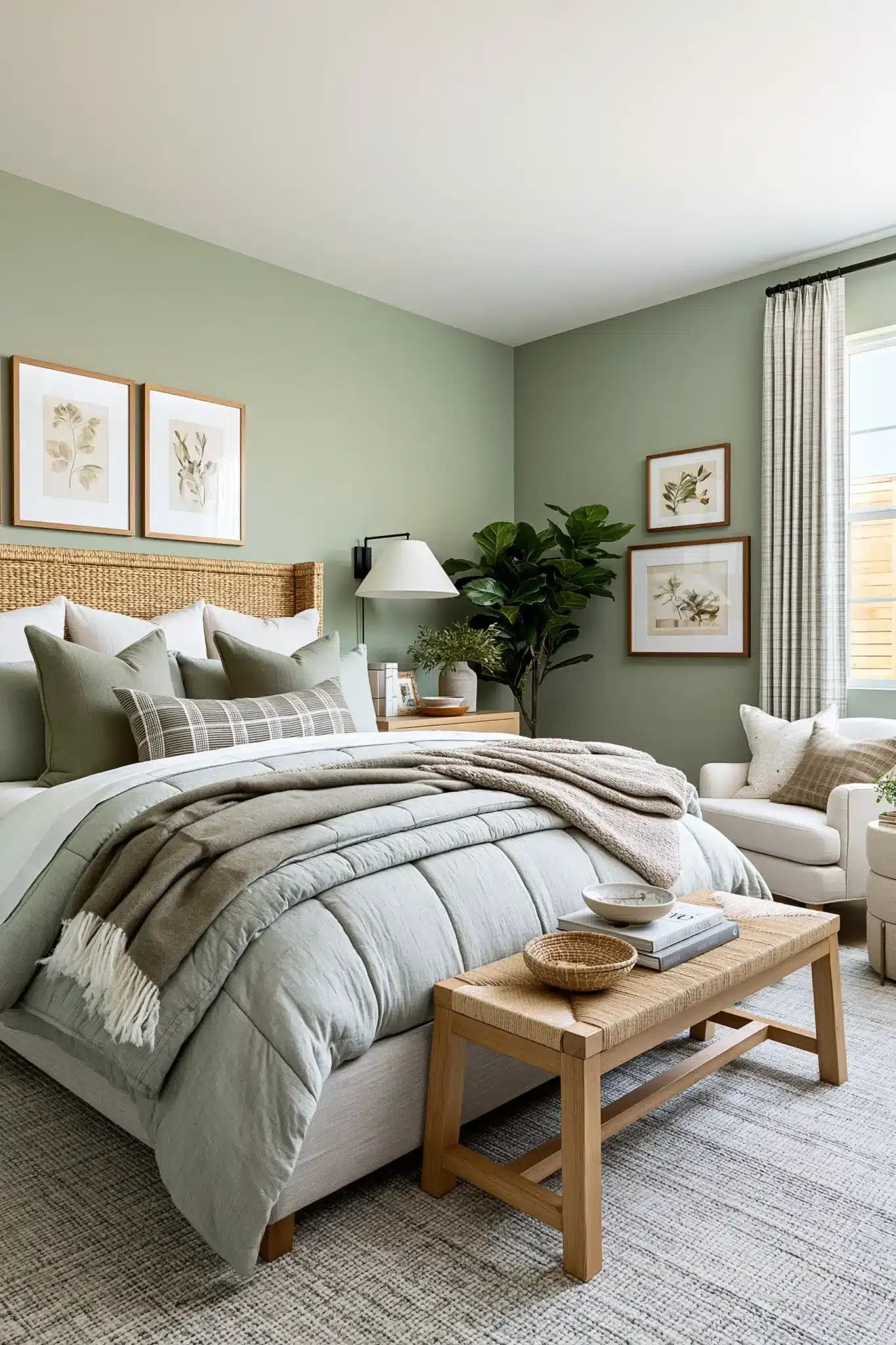 29 Sage Green and Grey Bedroom Ideas That Read Calm 10