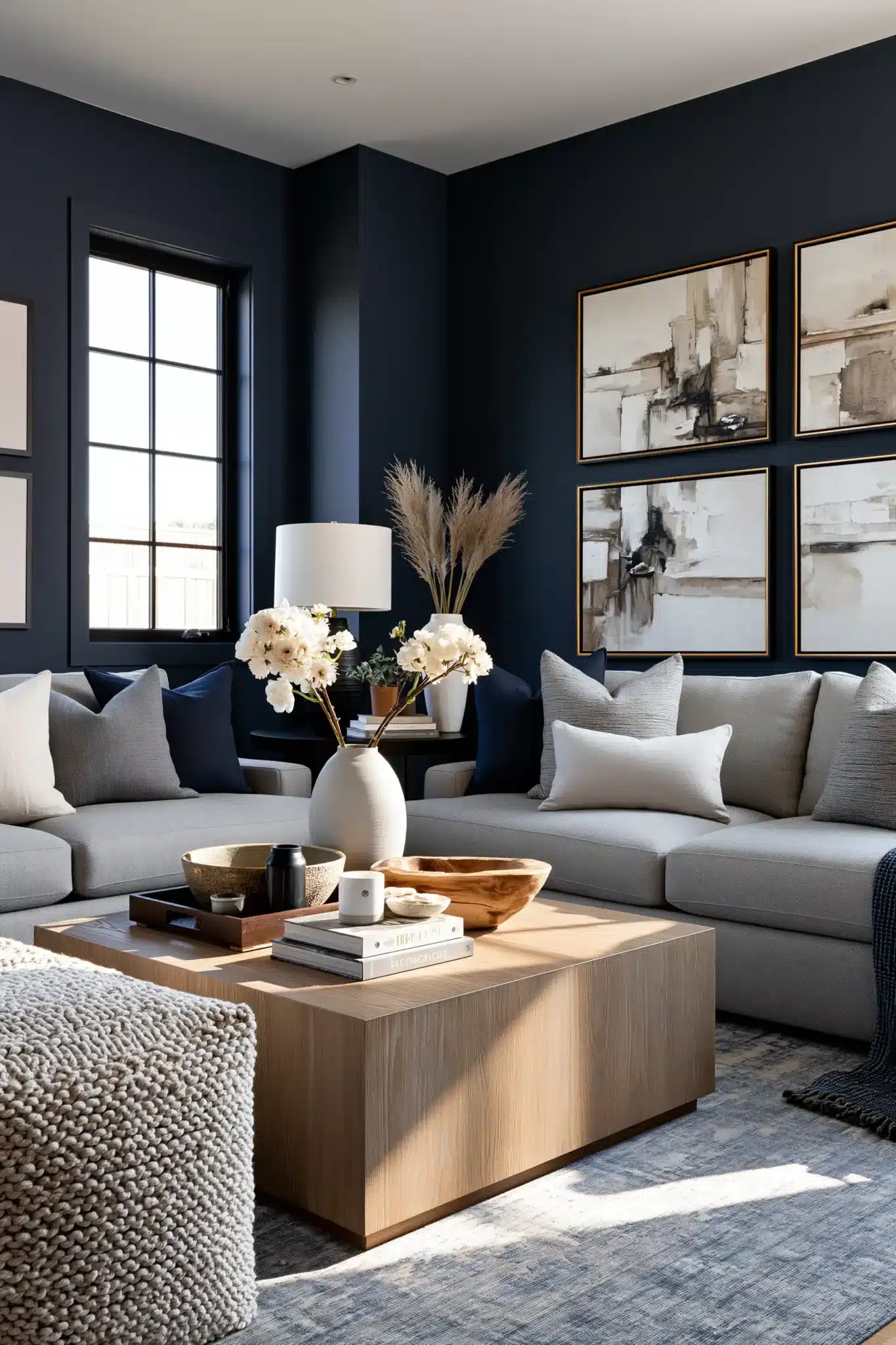 29 Navy Blue and Grey Living Room Ideas That Feel Grounded 11