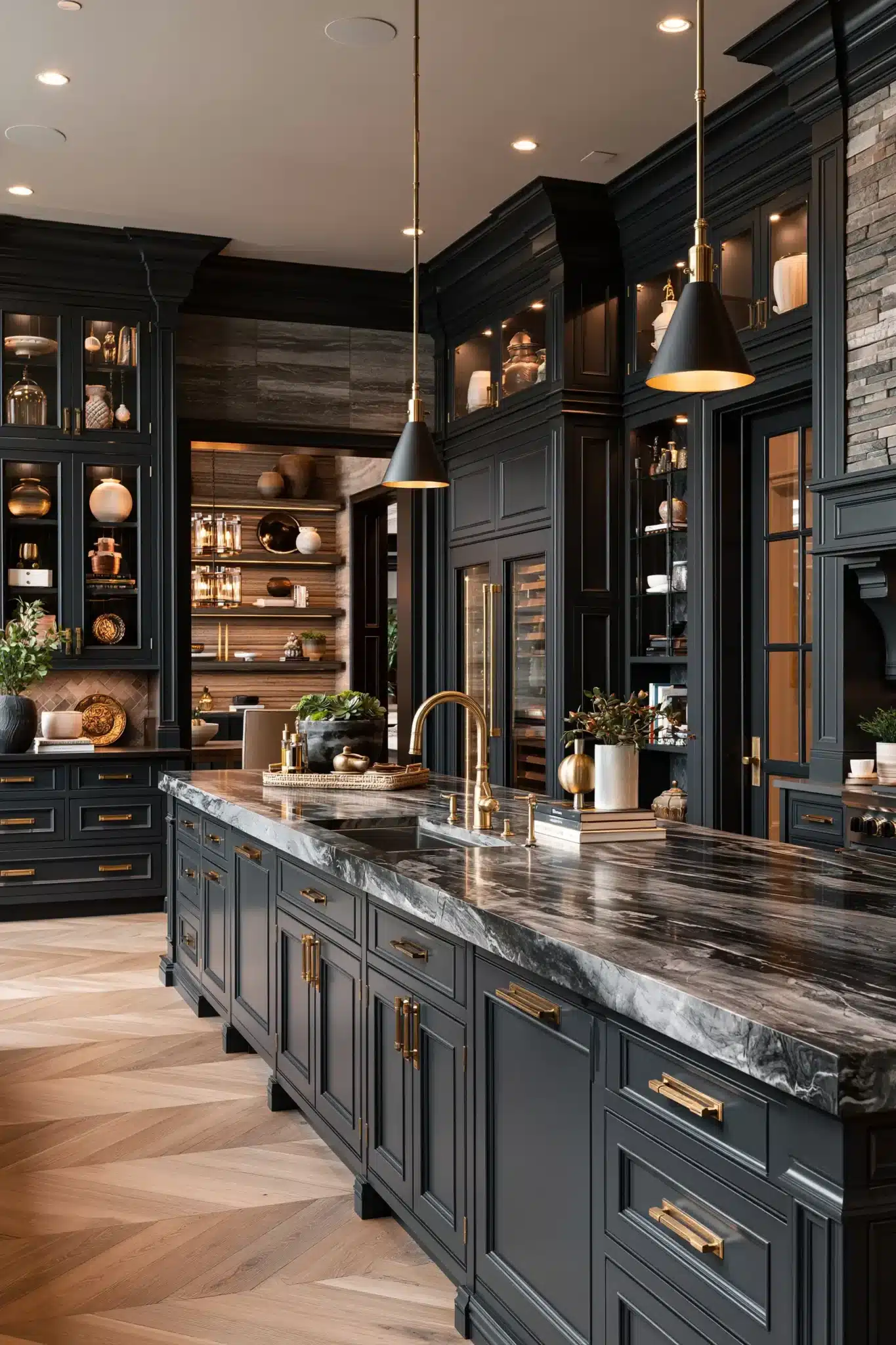 29 Gothic Kitchen Ideas with Stone, Brass, and Black 12