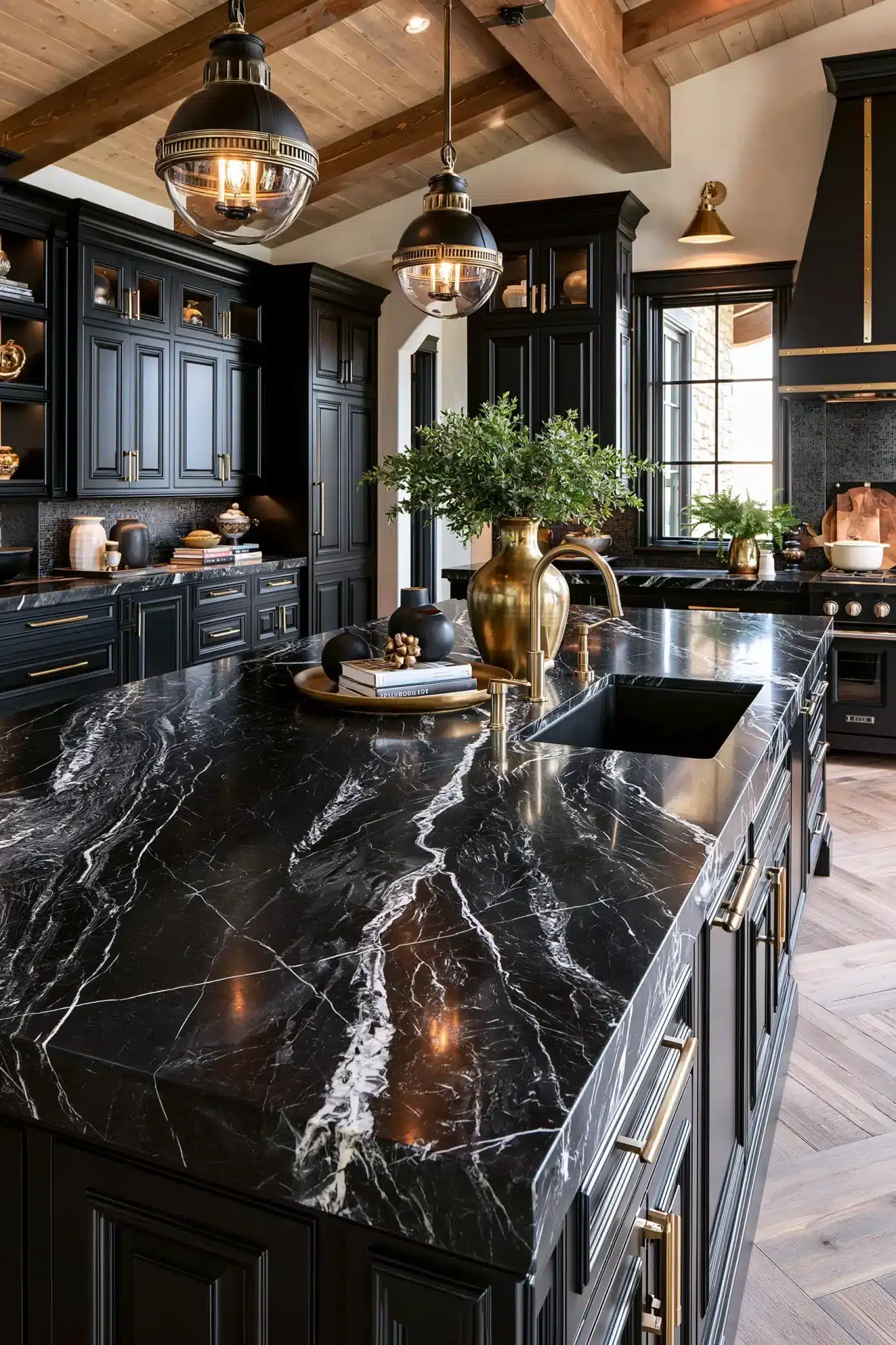 29 Gothic Kitchen Ideas with Stone, Brass, and Black 13