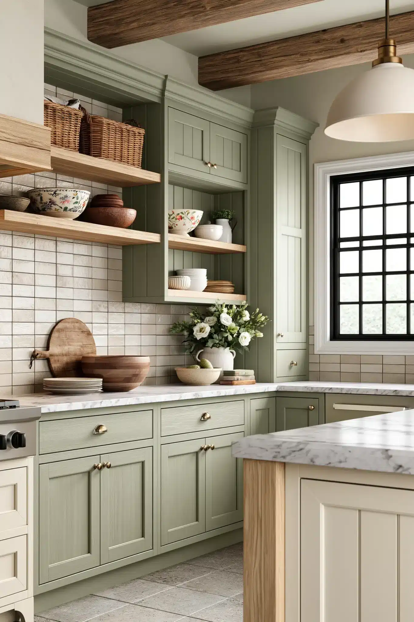29 Sage Green and Cream Kitchen Ideas That Stay Soft 13