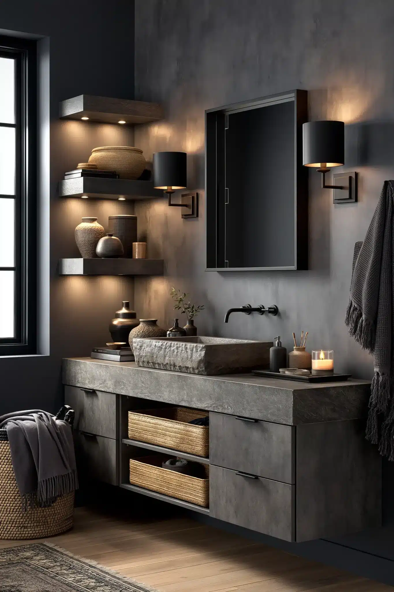 29 Gothic Bathroom Ideas That Feel Moody Without Going Cold 13