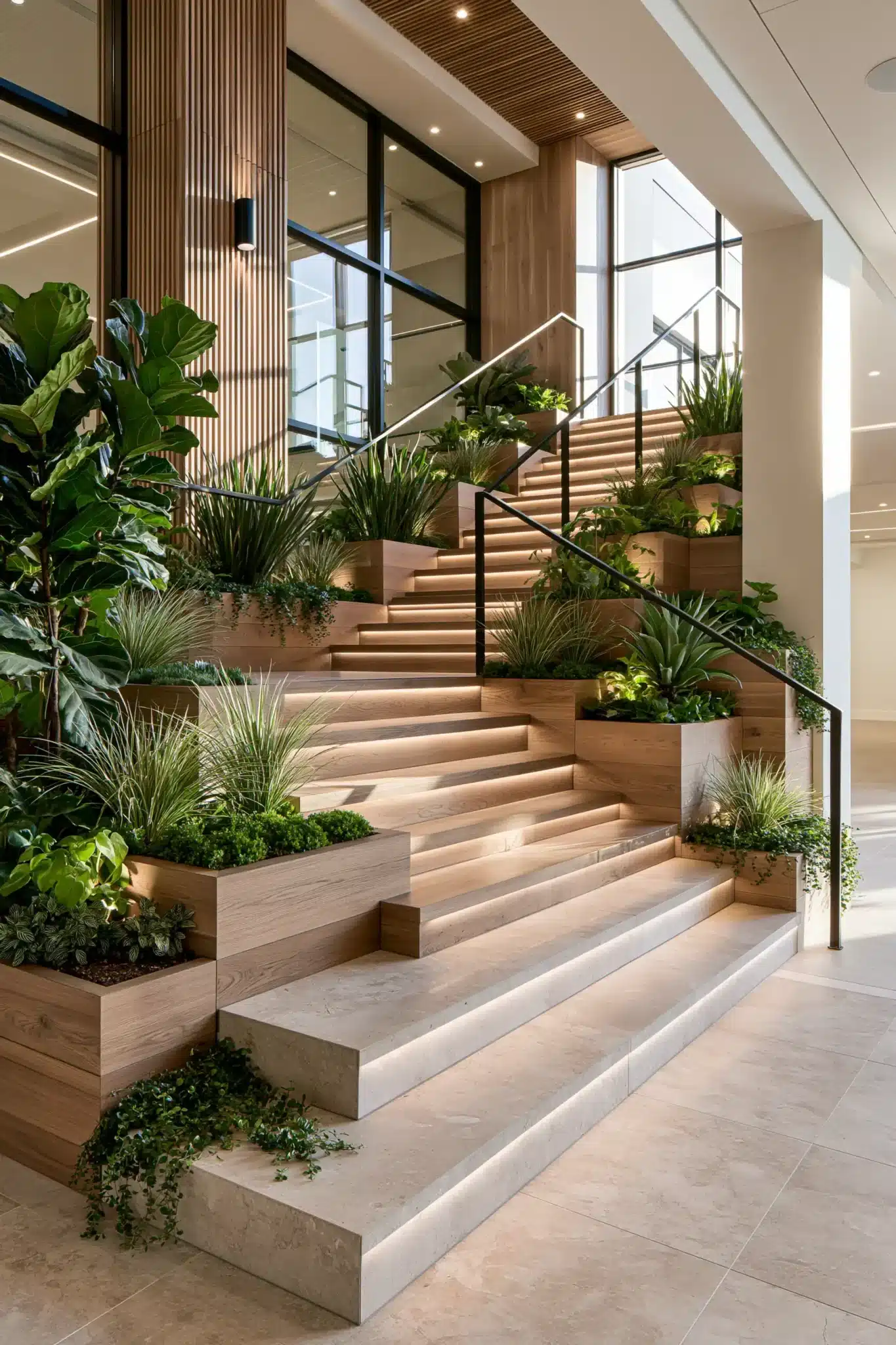 29 Indoor Staircase Garden Ideas for a Stairwell That Breathes 14