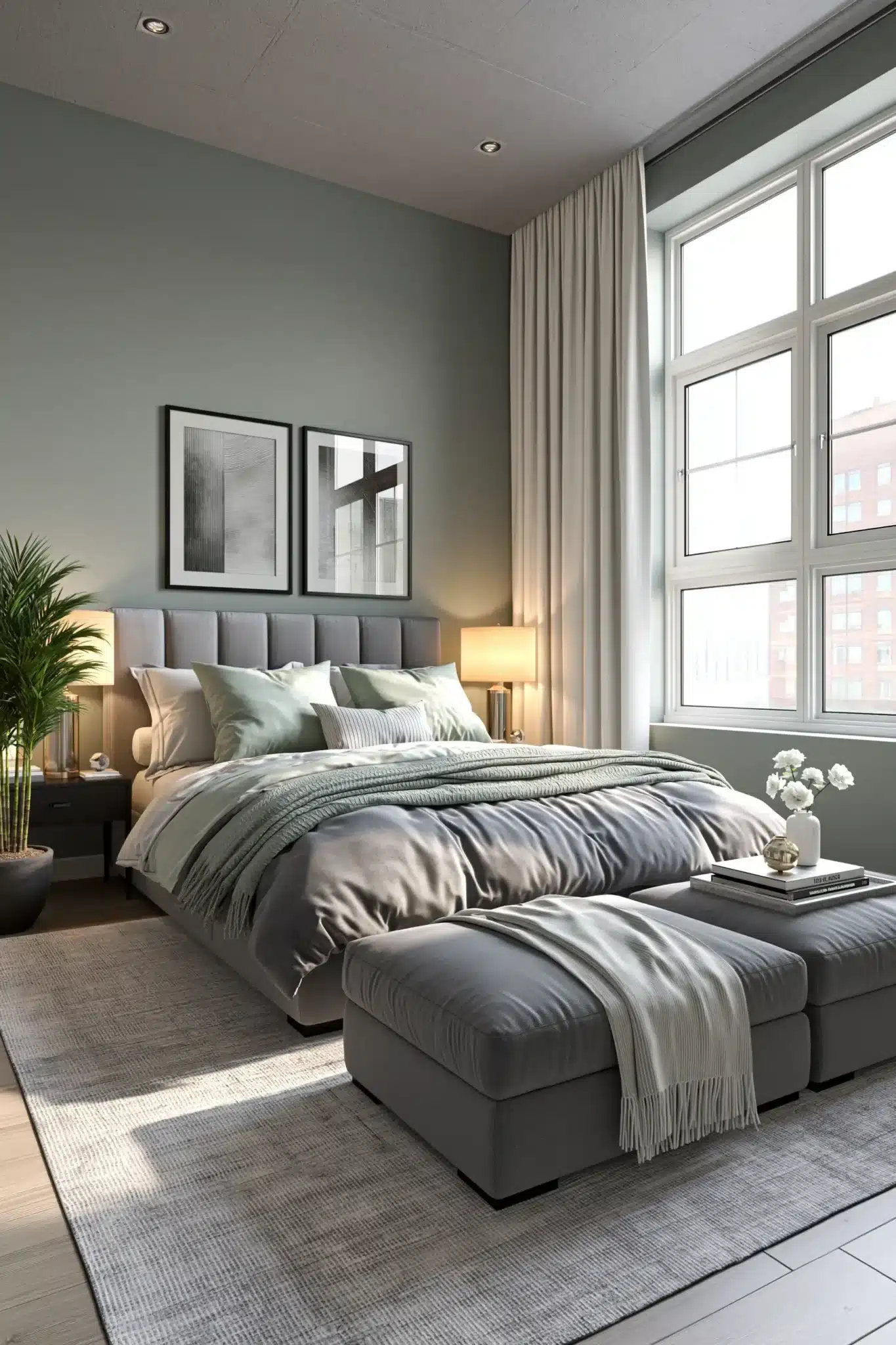 29 Sage Green and Grey Bedroom Ideas That Read Calm 14
