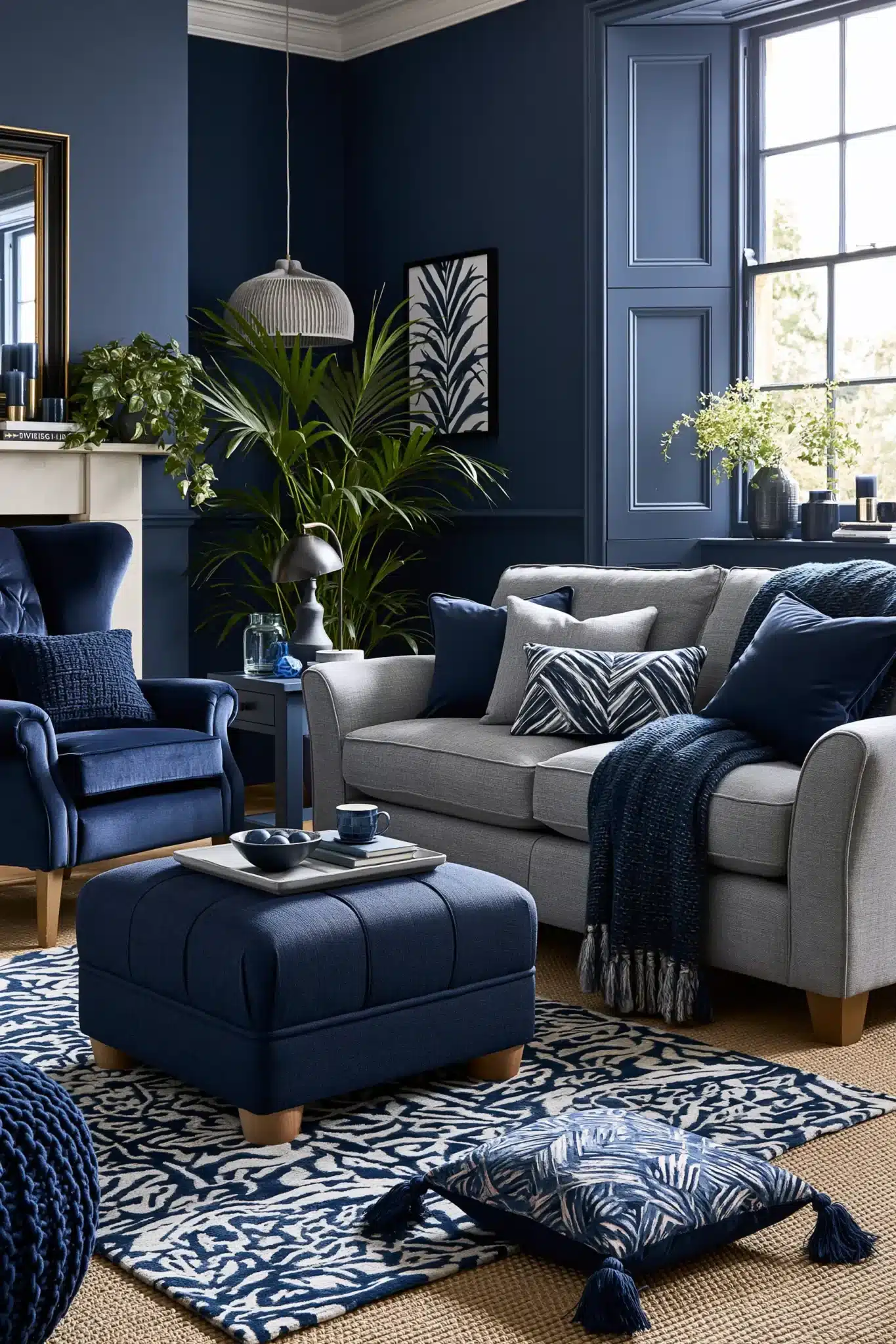 29 Navy Blue and Grey Living Room Ideas That Feel Grounded 15