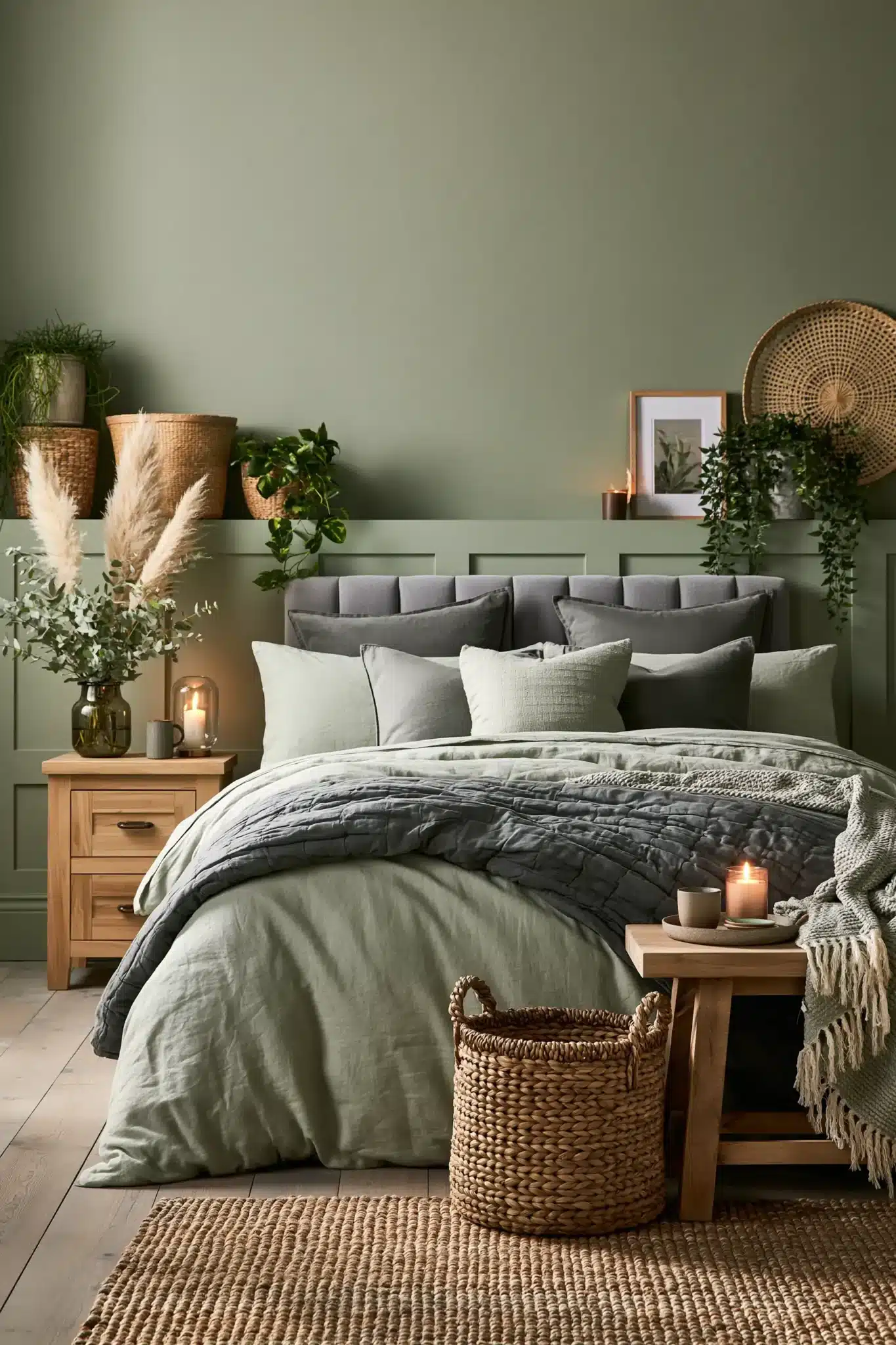 29 Sage Green and Grey Bedroom Ideas That Read Calm 15