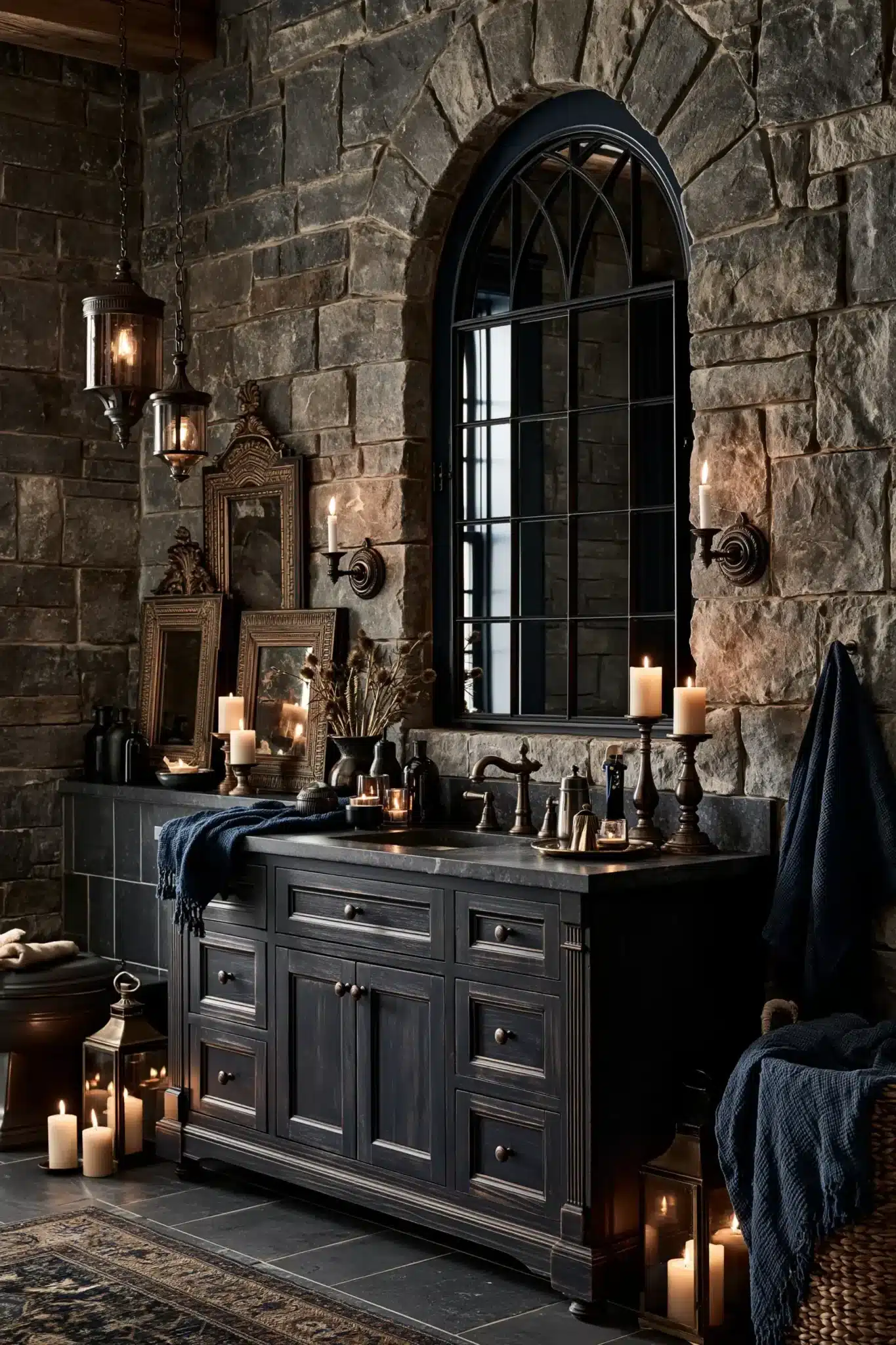 29 Gothic Bathroom Ideas That Feel Moody Without Going Cold 15