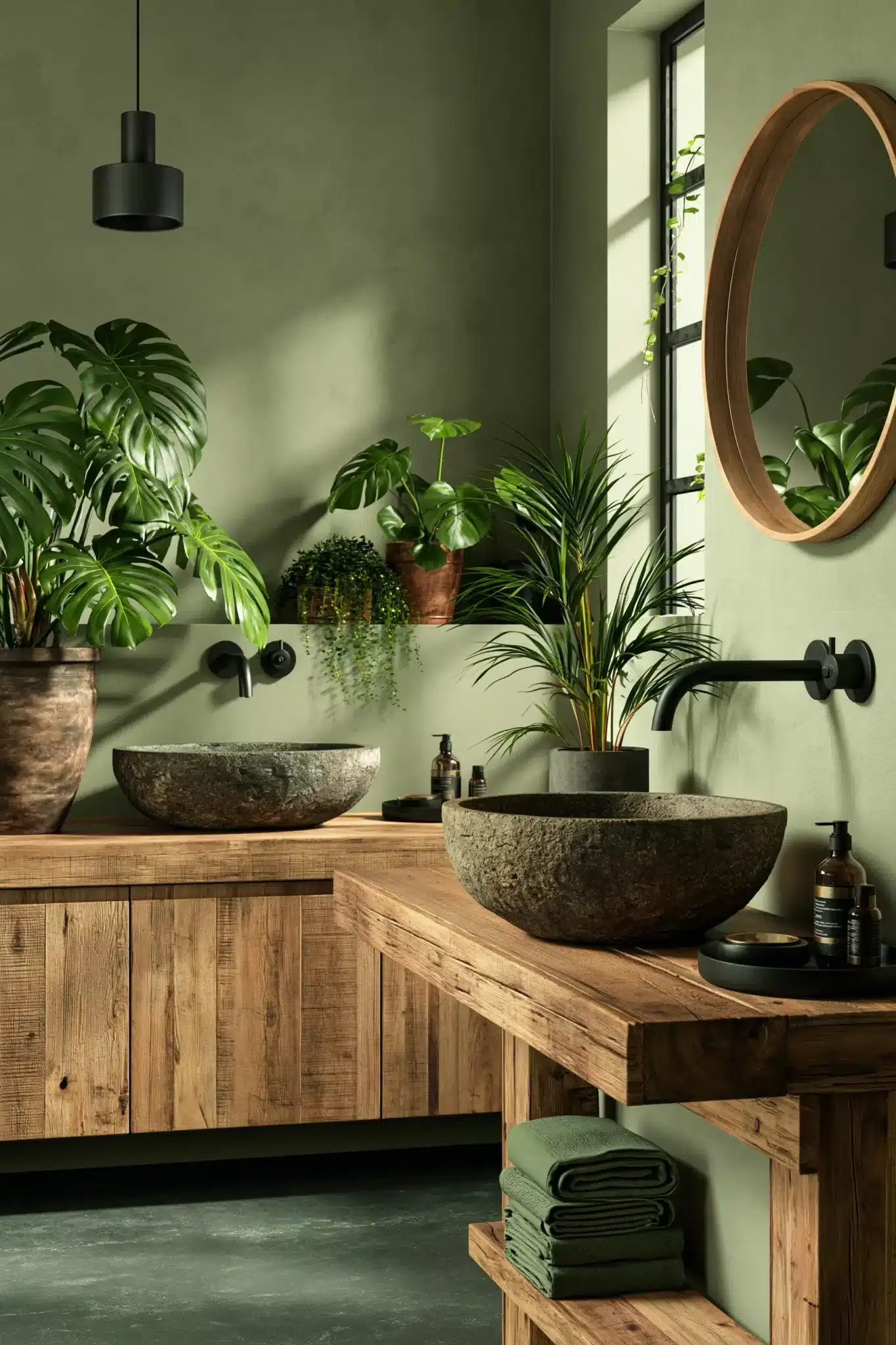 29 Sage Green and Black Bathroom Ideas That Stay Sharp 15