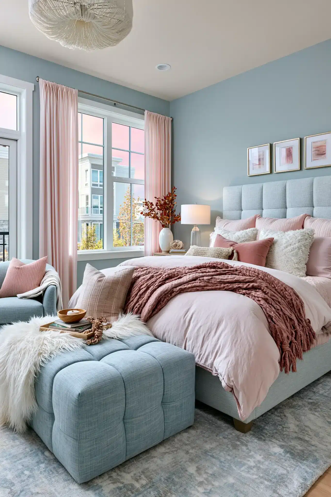 29 Light Blue and Pink Bedroom Ideas That Stay Grown-Up 15