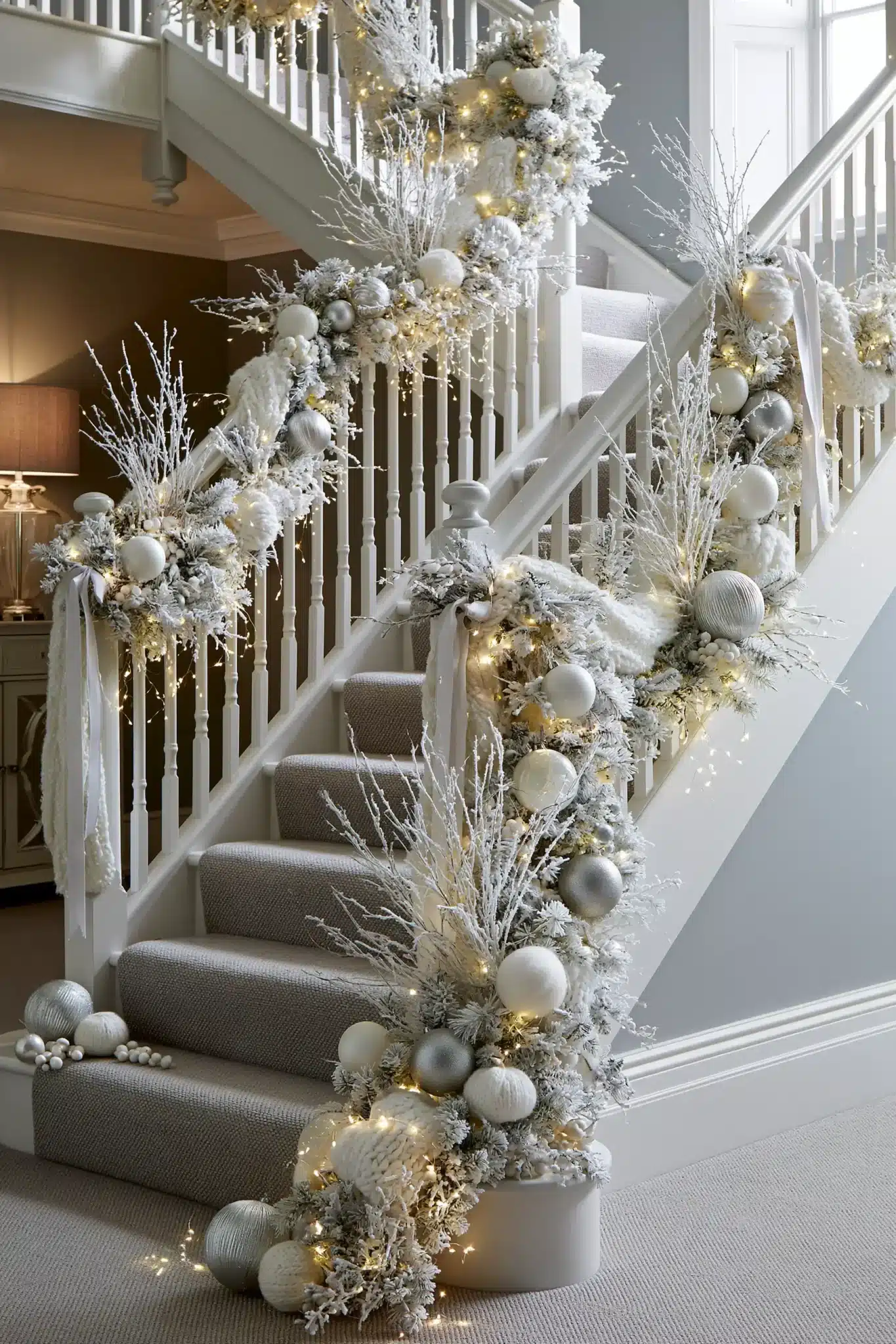 29 Christmas Staircase Decor Ideas That Actually Hold Up 15