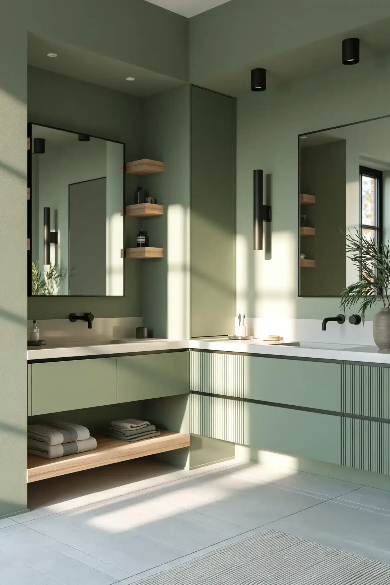 29 Sage Green and Black Bathroom Ideas That Stay Sharp 16
