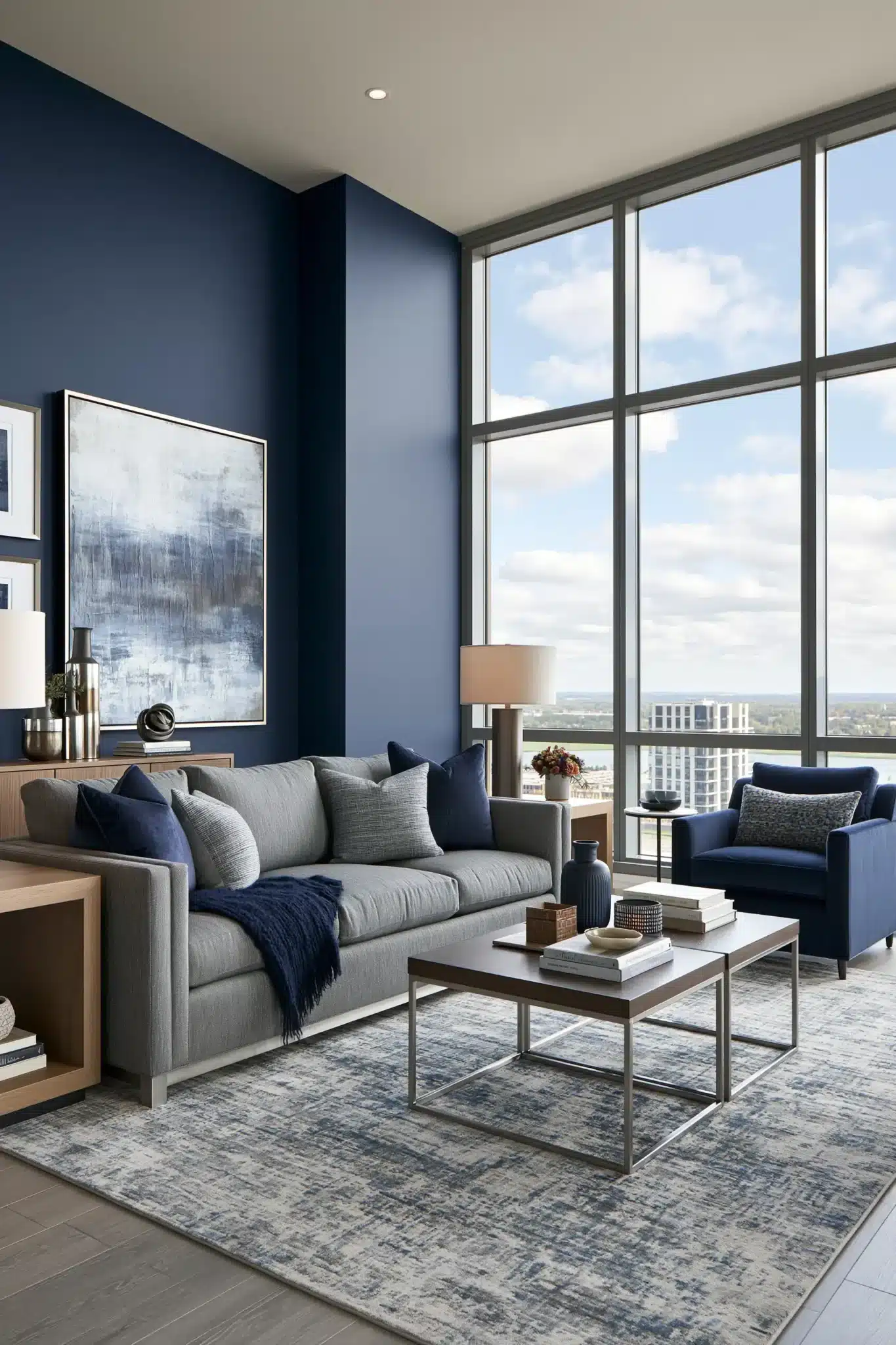 29 Navy Blue and Grey Living Room Ideas That Feel Grounded 16