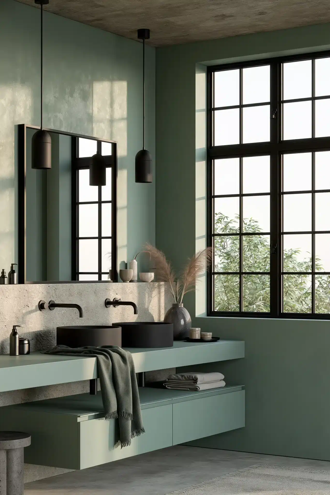 29 Sage Green and Black Bathroom Ideas That Stay Sharp 17