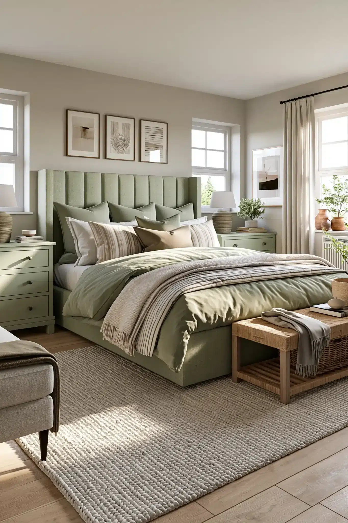 29 Sage Green and Grey Bedroom Ideas That Read Calm 17