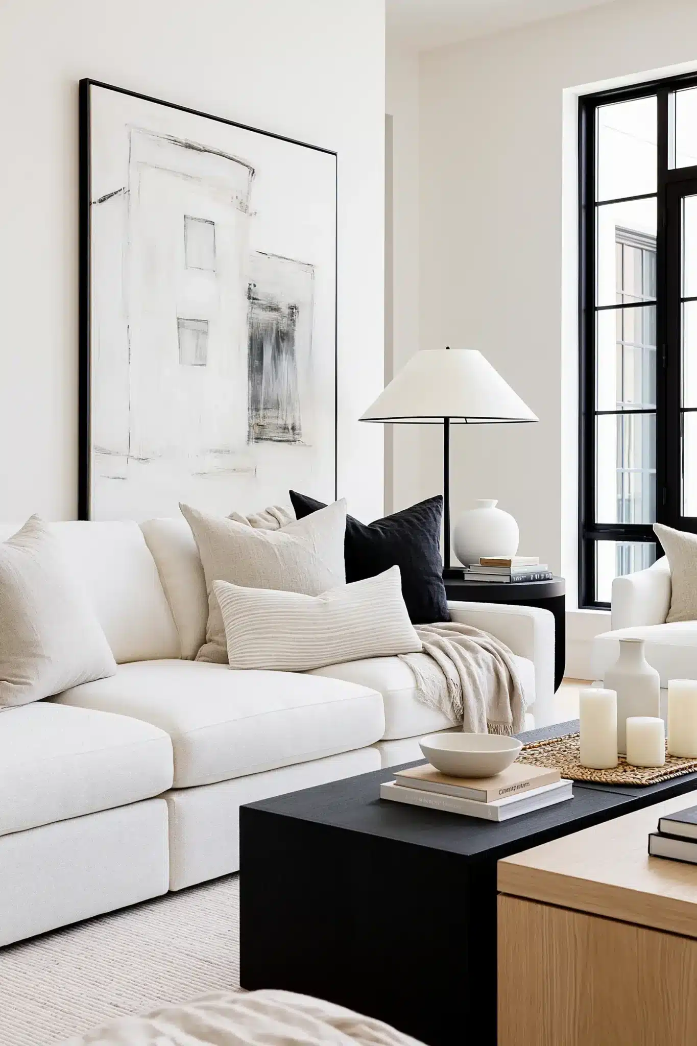 29 Black and White Living Room Decor Ideas with Real Contrast 17