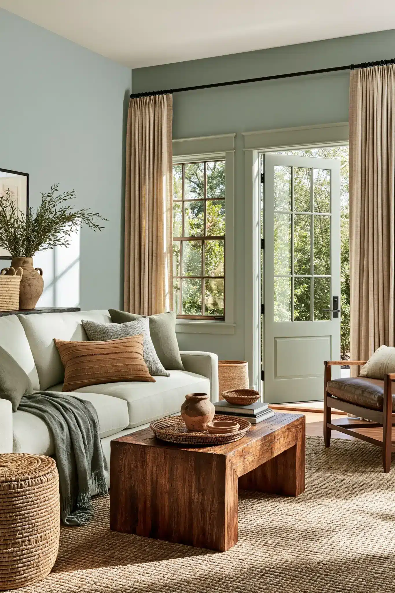 29 Sage Green and Brown Living Room Ideas with Honest Wood 18