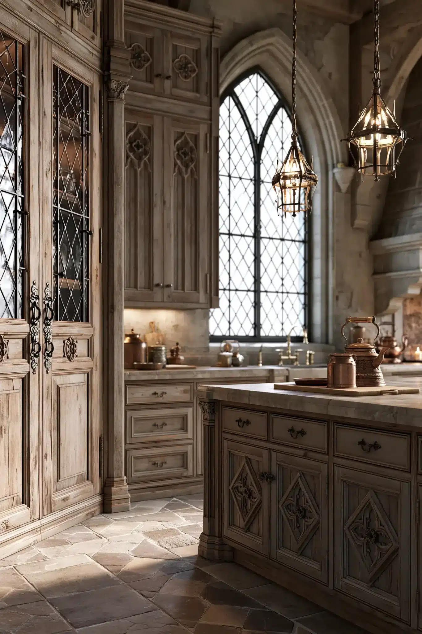 29 Gothic Kitchen Ideas with Stone, Brass, and Black 18