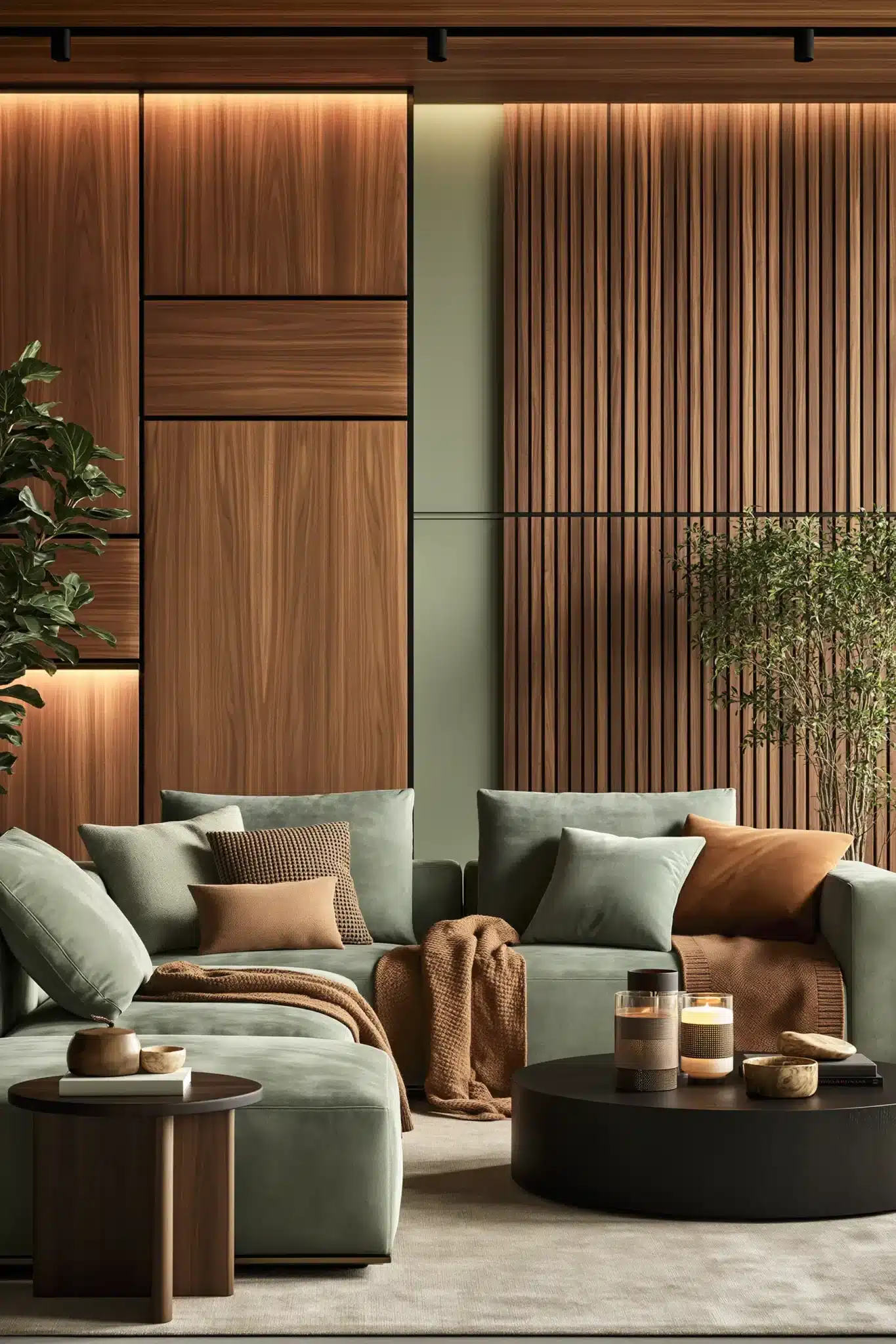 29 Sage Green and Brown Living Room Ideas with Honest Wood 19