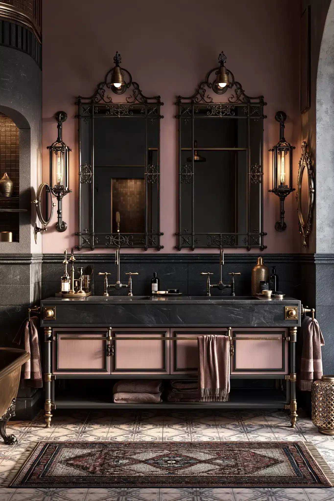 29 Gothic Bathroom Ideas That Feel Moody Without Going Cold 19