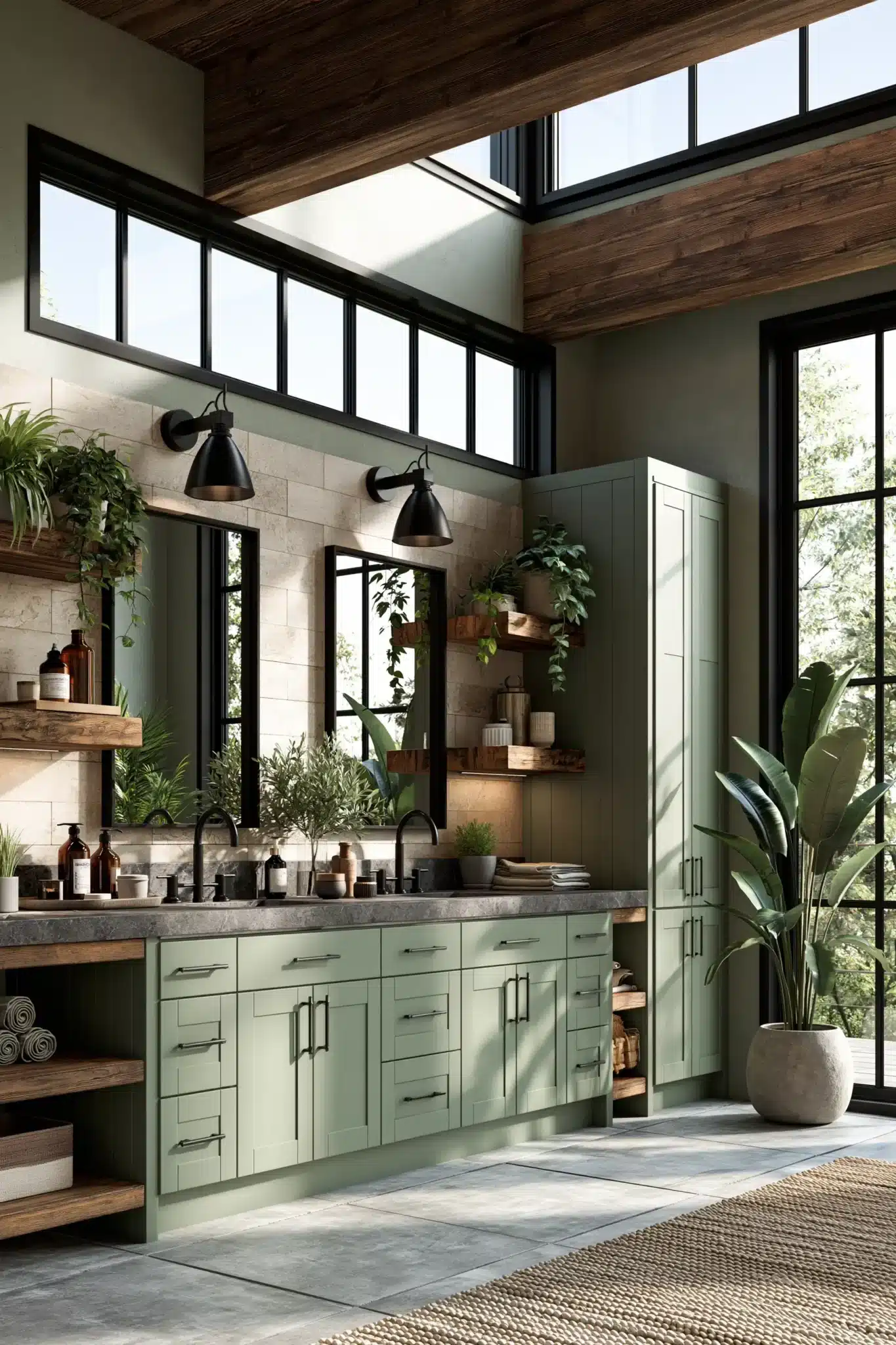 29 Sage Green and Black Bathroom Ideas That Stay Sharp 19