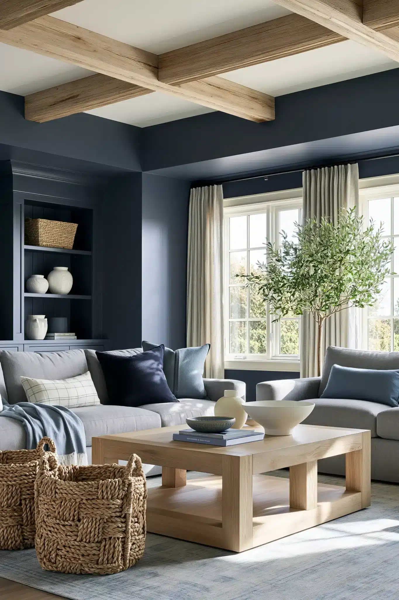 29 Navy Blue and Grey Living Room Ideas That Feel Grounded 2