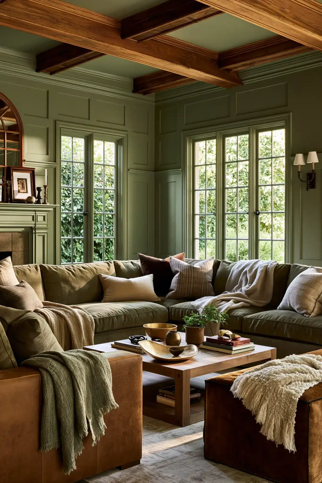 29 Sage Green and Brown Living Room Ideas with Honest Wood 2