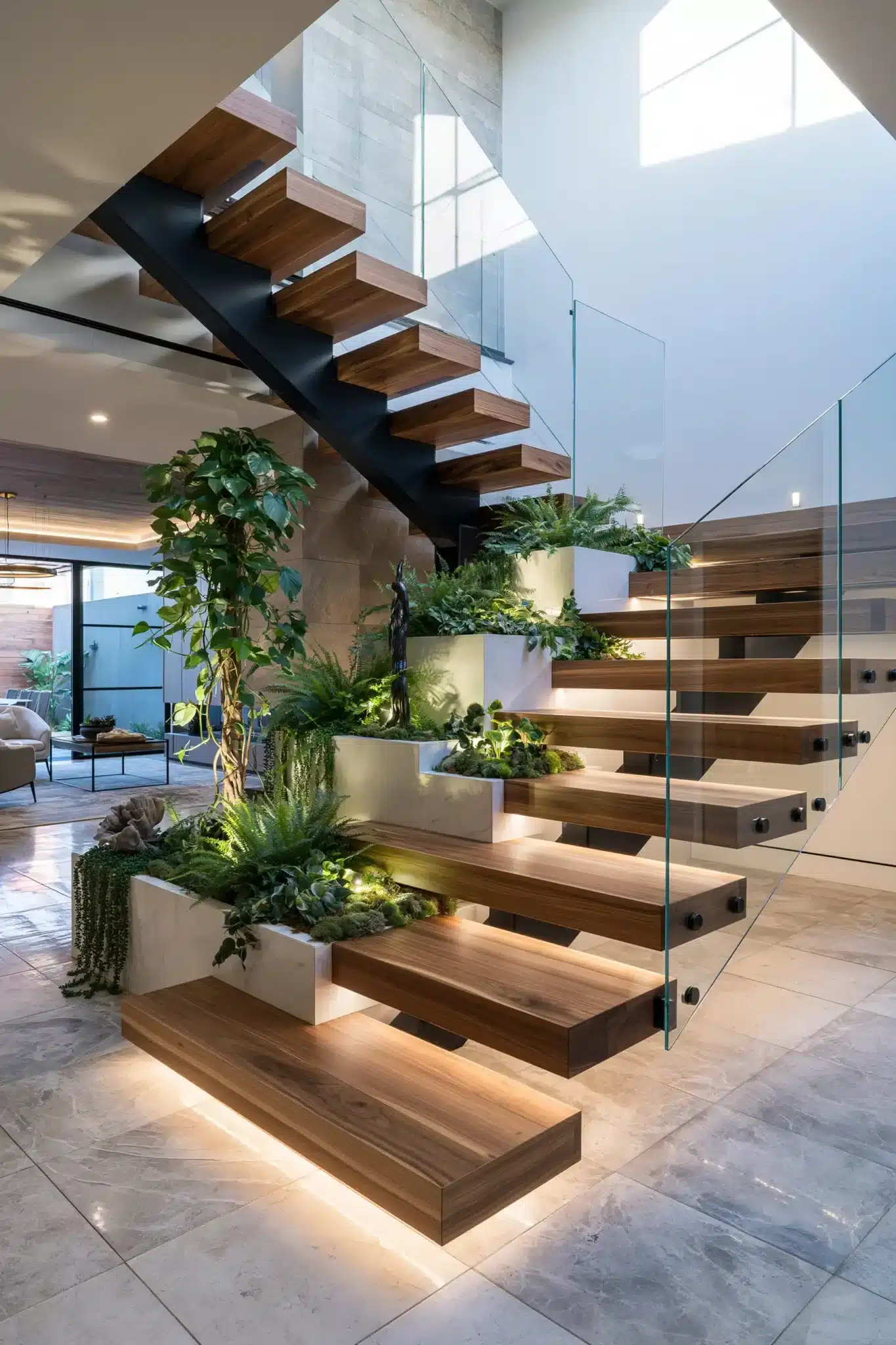 29 Indoor Staircase Garden Ideas for a Stairwell That Breathes 2