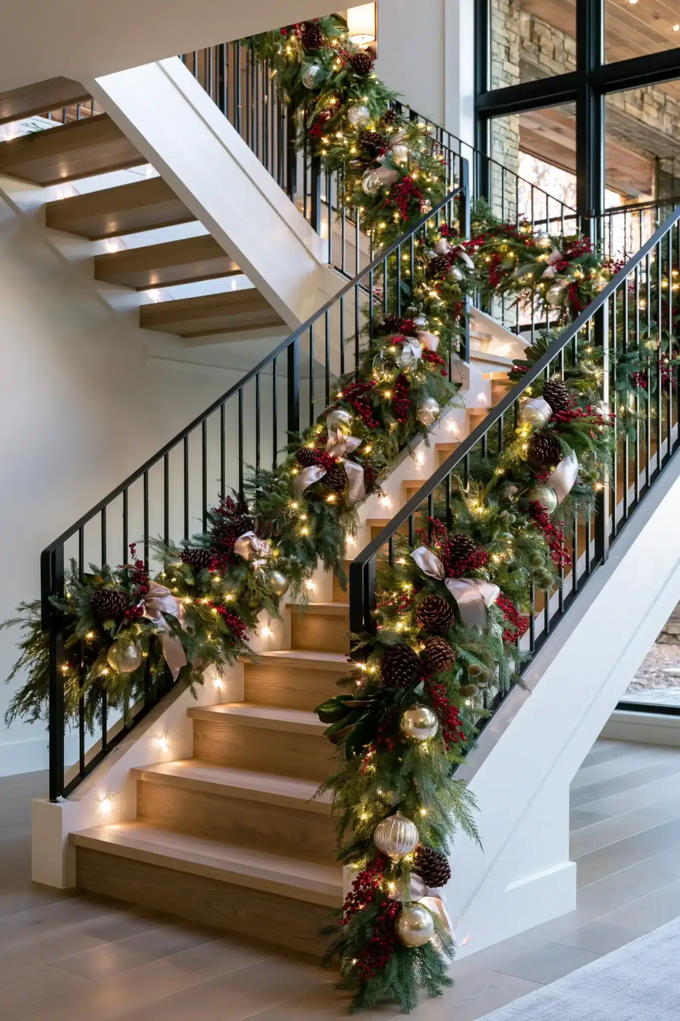 29 Christmas Staircase Decor Ideas That Actually Hold Up 2