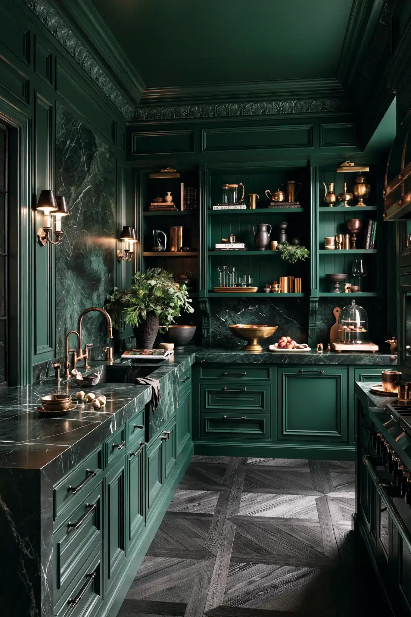 29 Gothic Kitchen Ideas with Stone, Brass, and Black 2
