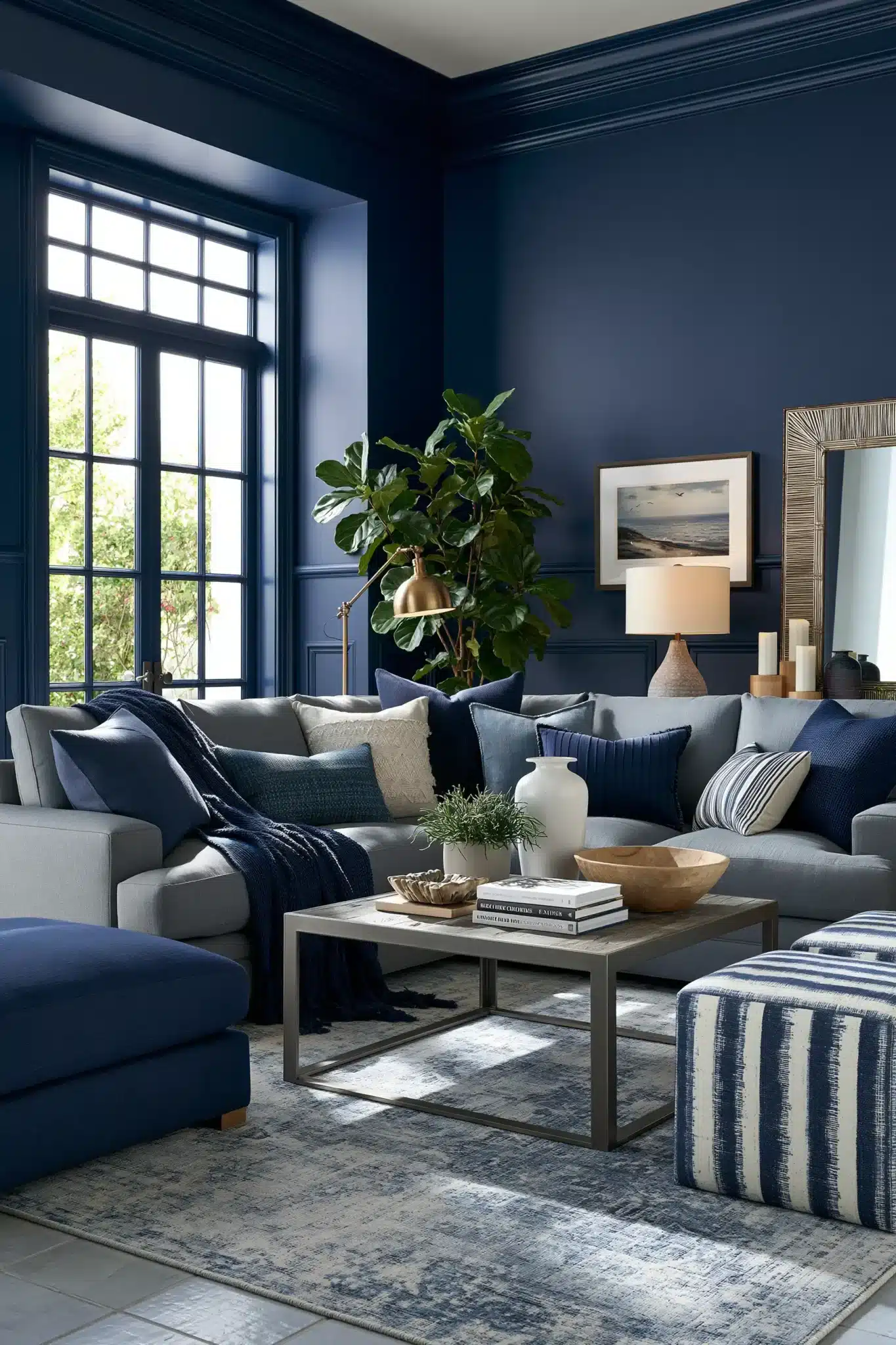 29 Navy Blue and Grey Living Room Ideas That Feel Grounded 20