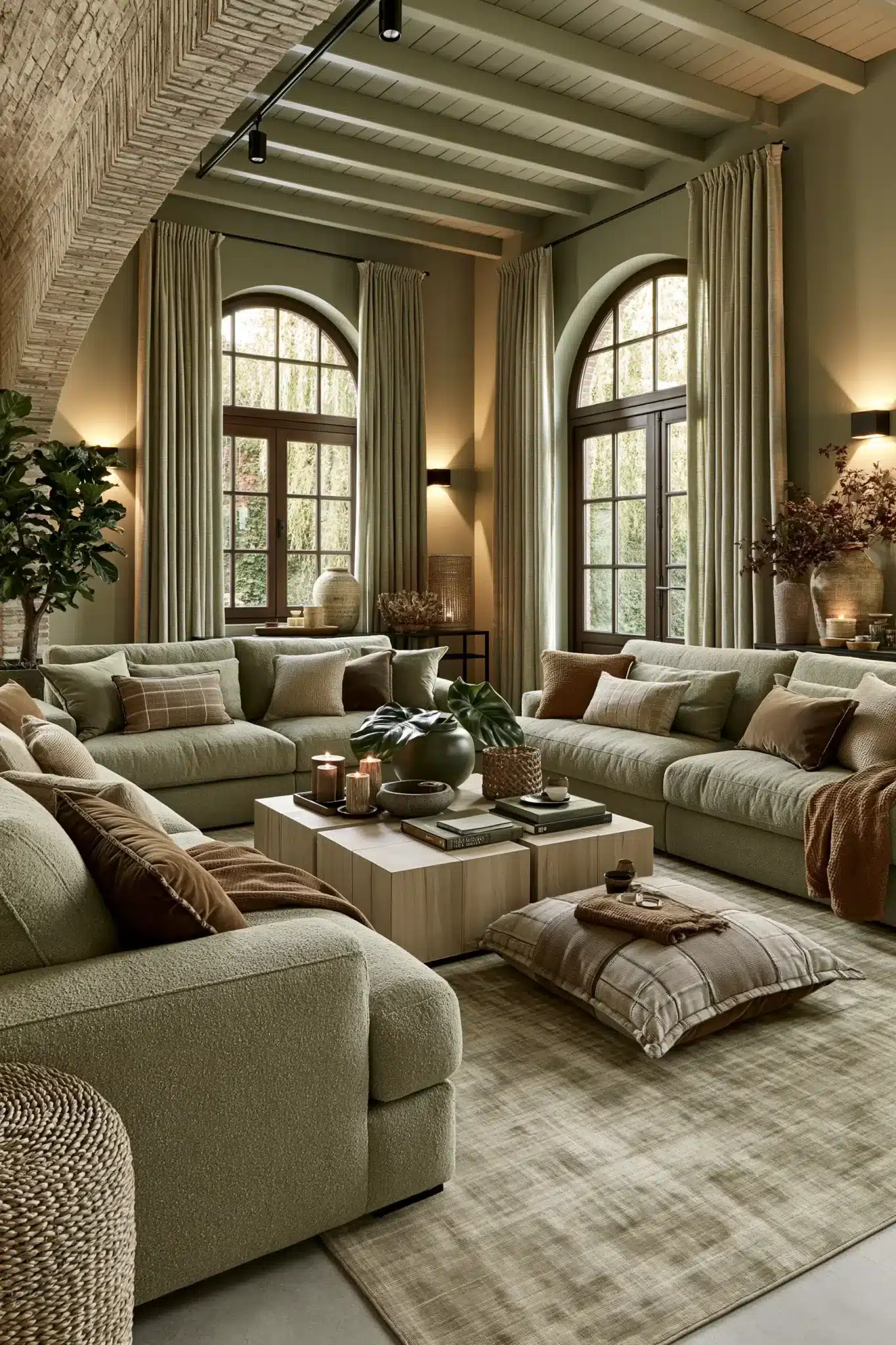 29 Sage Green and Brown Living Room Ideas with Honest Wood 20