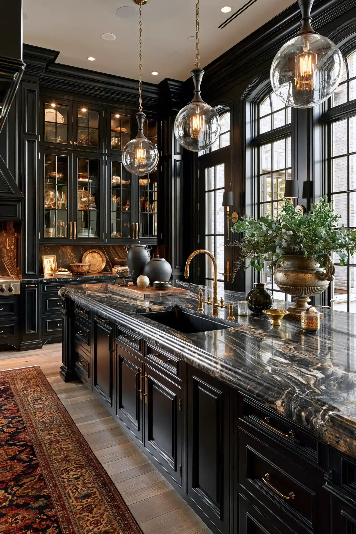 29 Gothic Kitchen Ideas with Stone, Brass, and Black 20