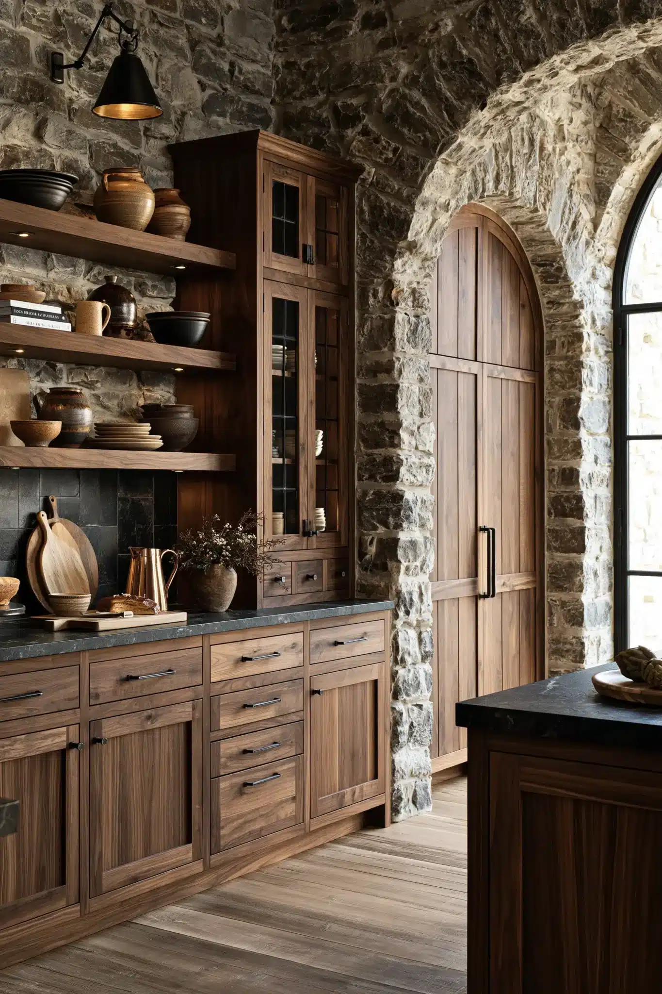 29 Gothic Kitchen Ideas with Stone, Brass, and Black 21