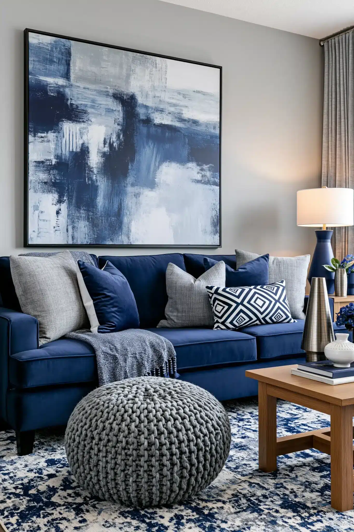 29 Navy Blue and Grey Living Room Ideas That Feel Grounded 21