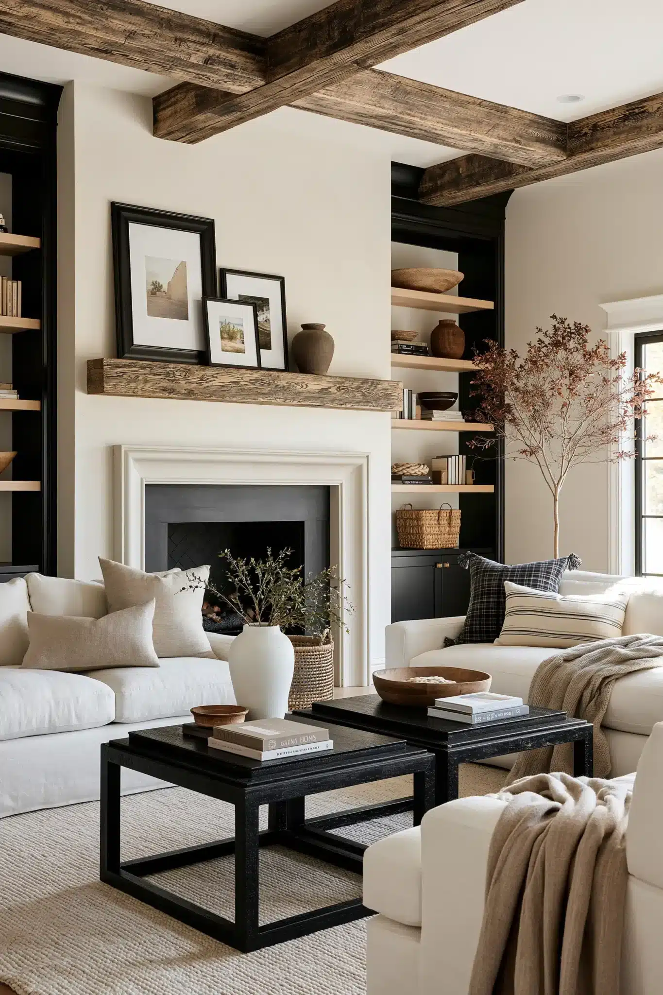 29 Black and White Living Room Decor Ideas with Real Contrast 22
