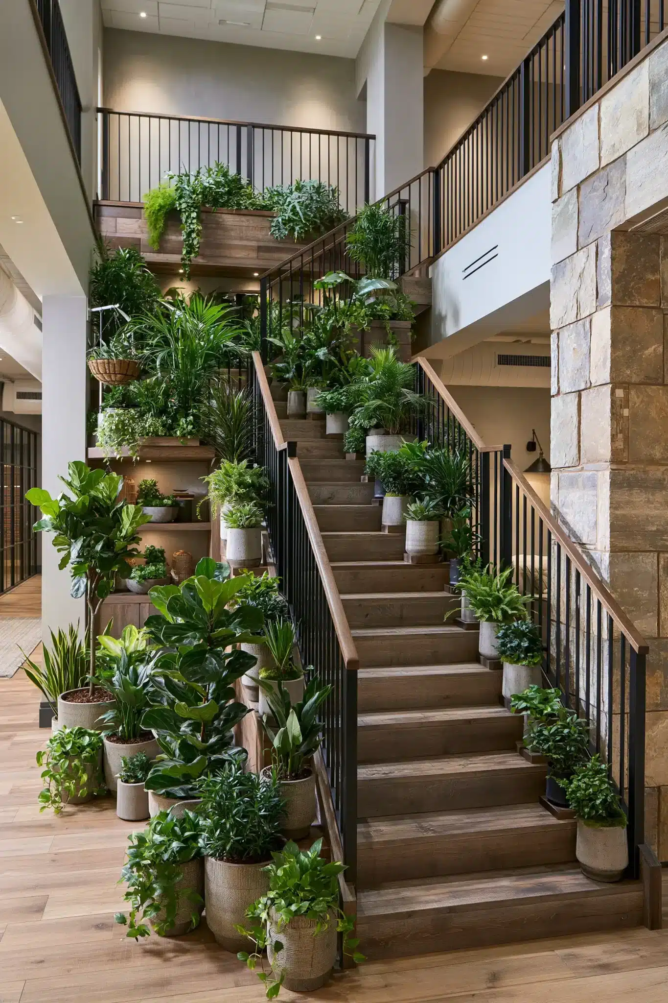 29 Indoor Staircase Garden Ideas for a Stairwell That Breathes 22
