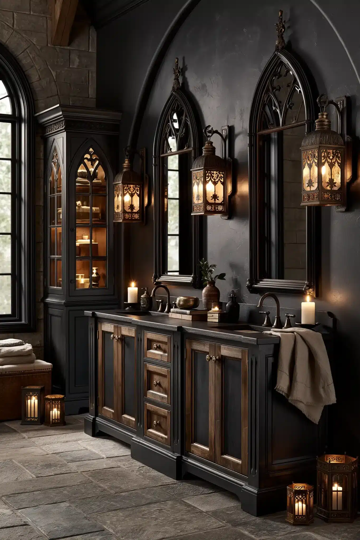 29 Gothic Bathroom Ideas That Feel Moody Without Going Cold 22