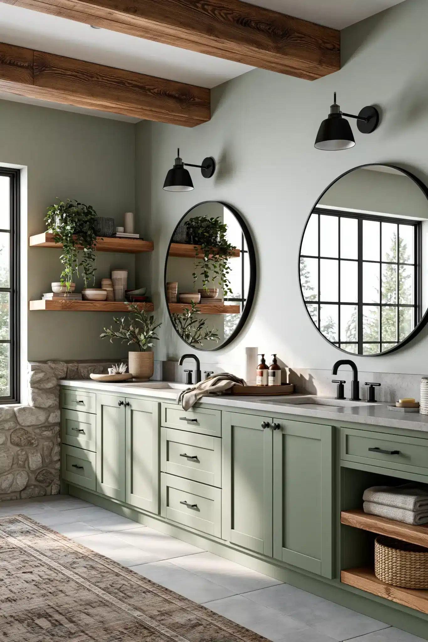 29 Sage Green and Black Bathroom Ideas That Stay Sharp 22
