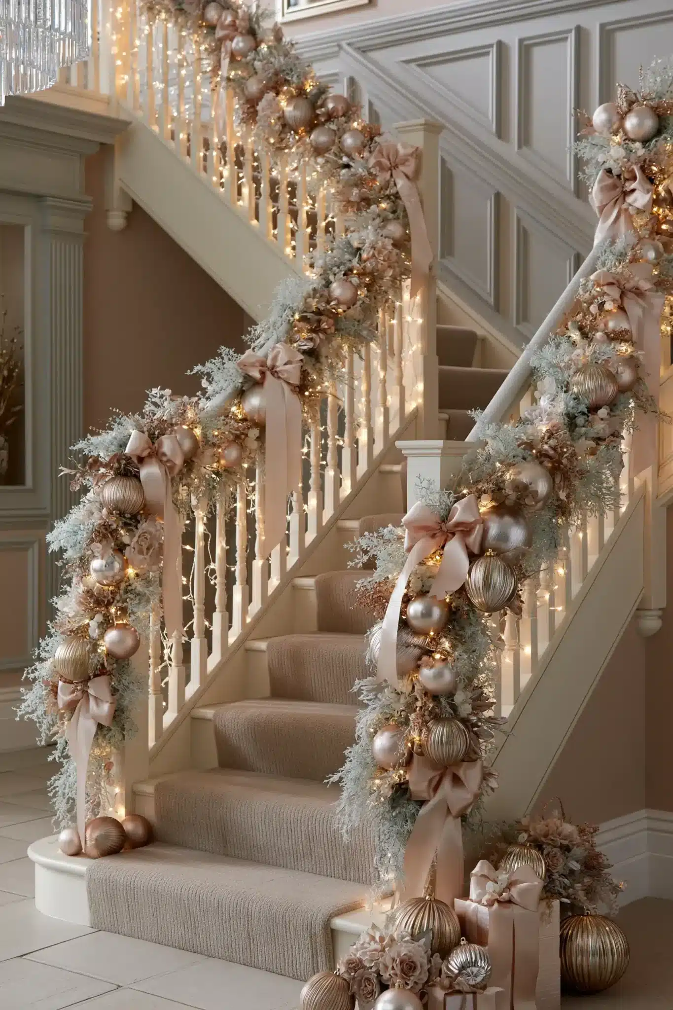 29 Christmas Staircase Decor Ideas That Actually Hold Up 23