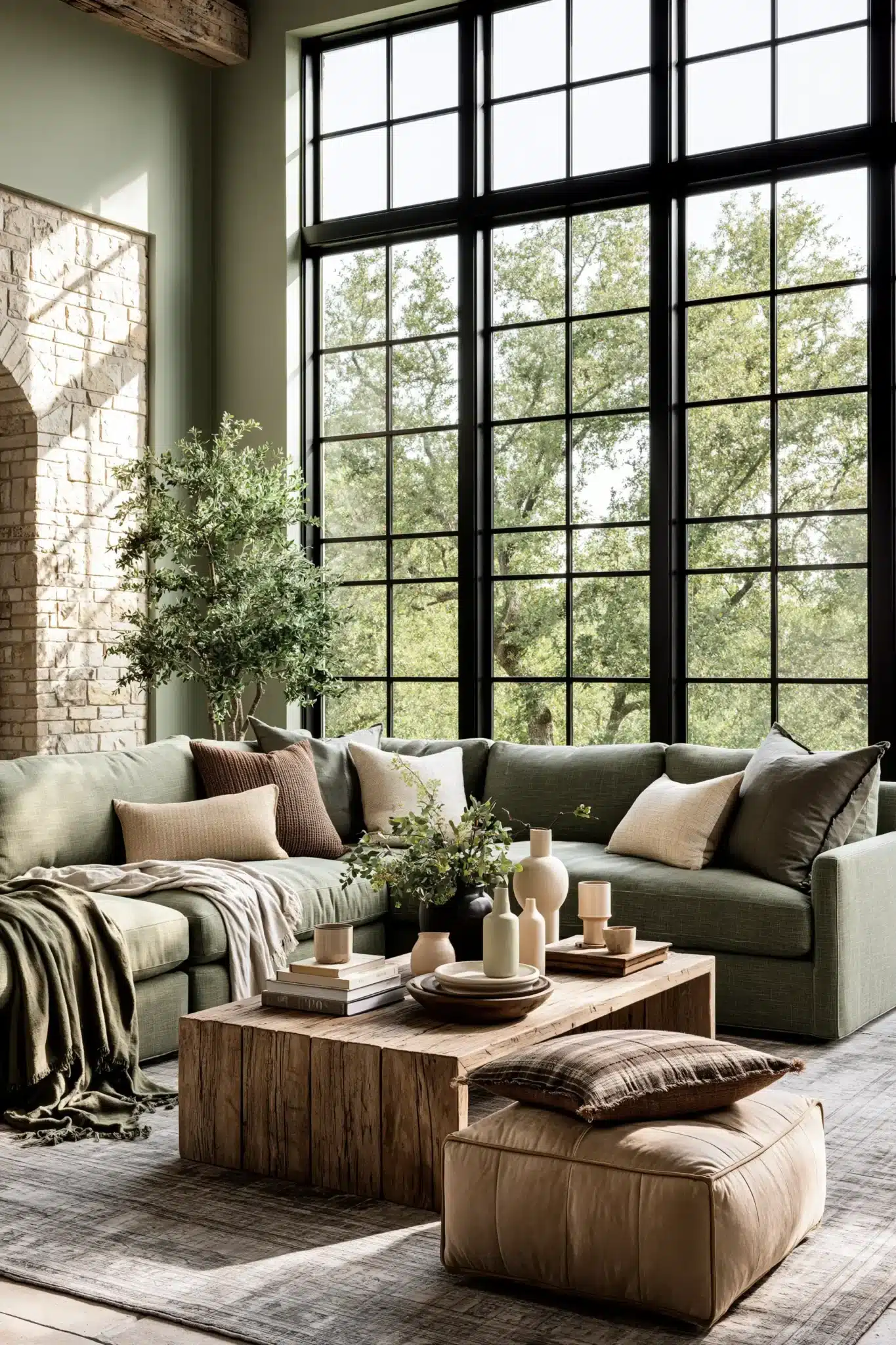 29 Sage Green and Brown Living Room Ideas with Honest Wood 23