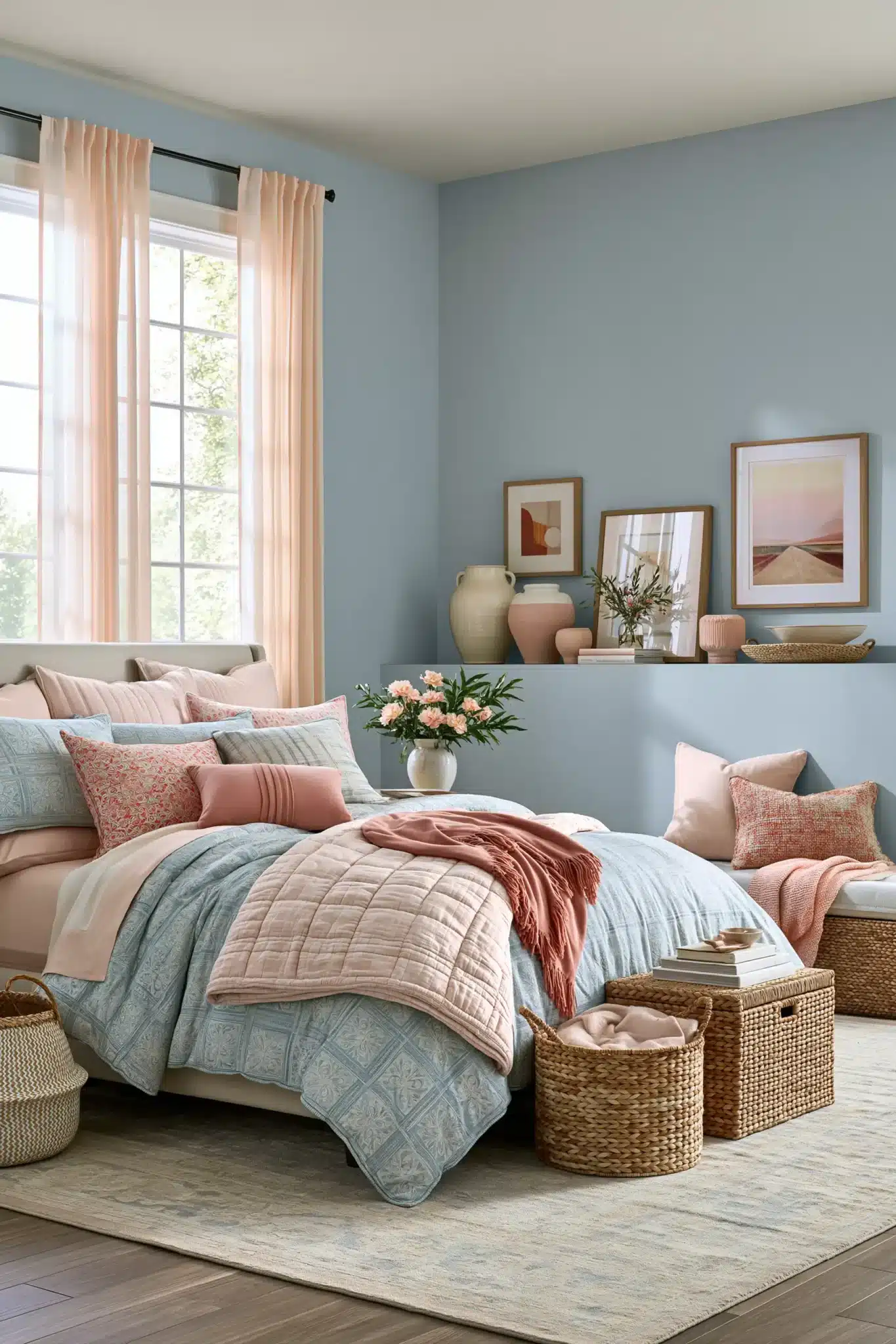 29 Light Blue and Pink Bedroom Ideas That Stay Grown-Up 23