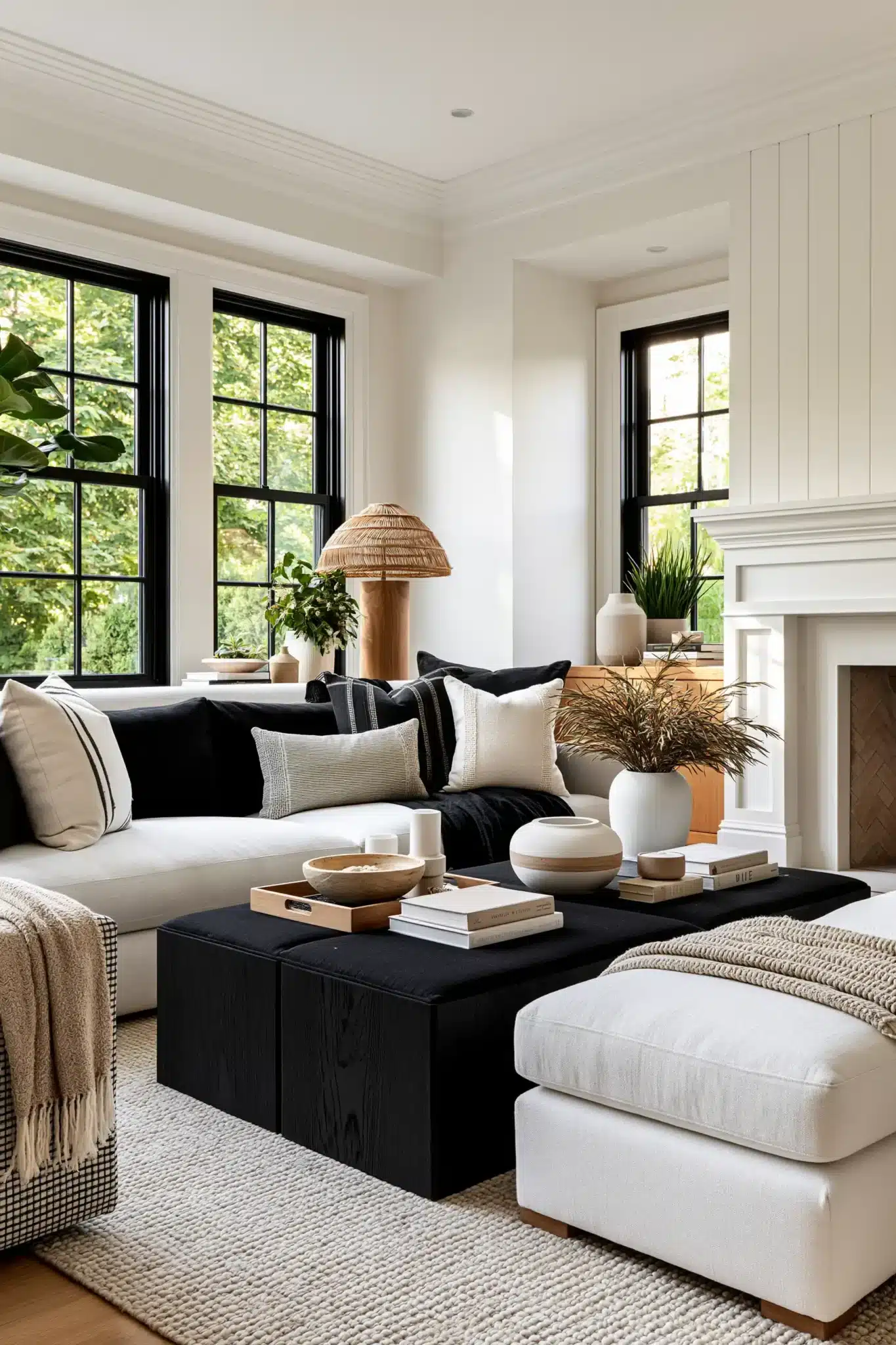 29 Black and White Living Room Decor Ideas with Real Contrast 23