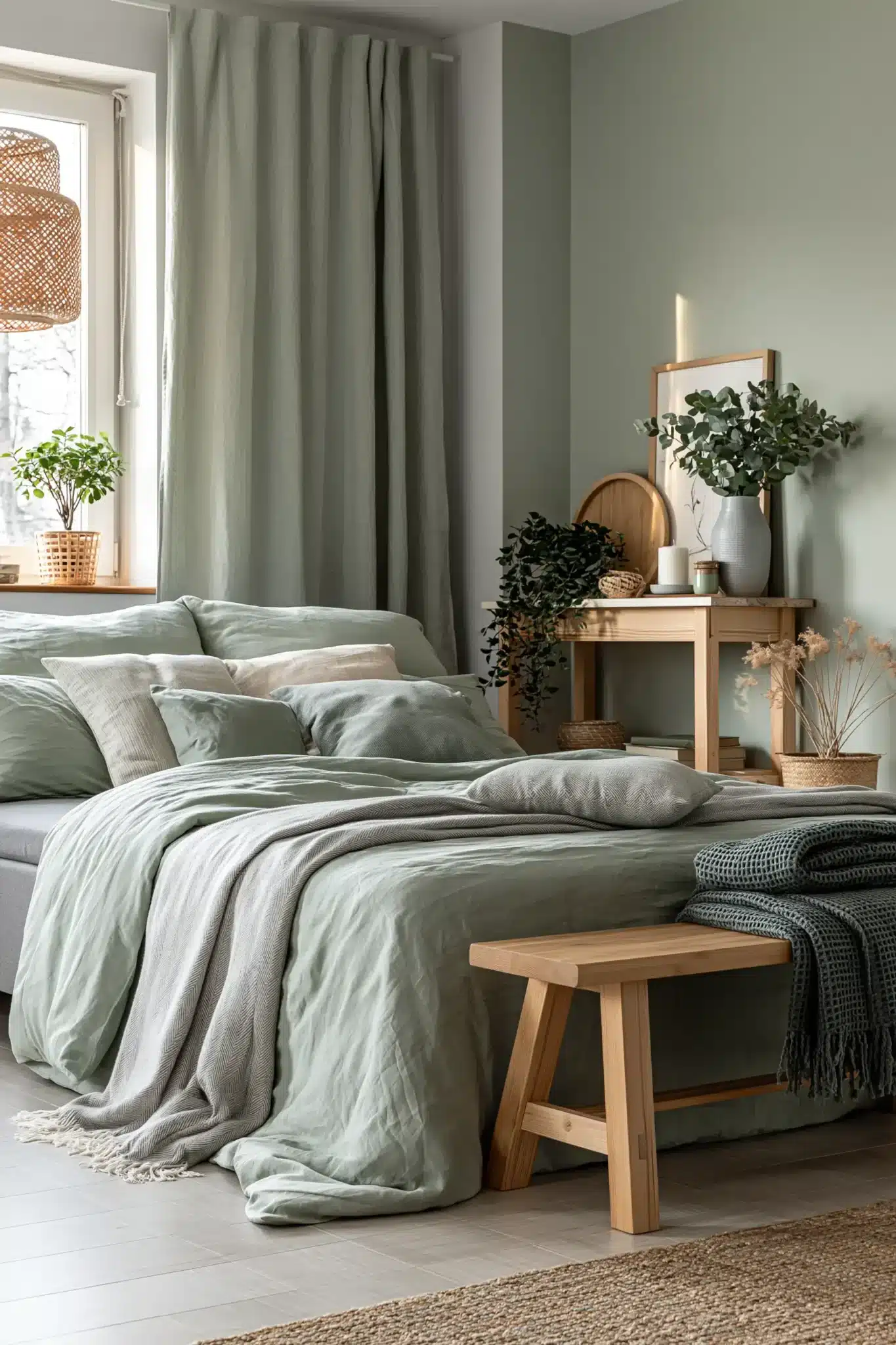 29 Sage Green and Grey Bedroom Ideas That Read Calm 24