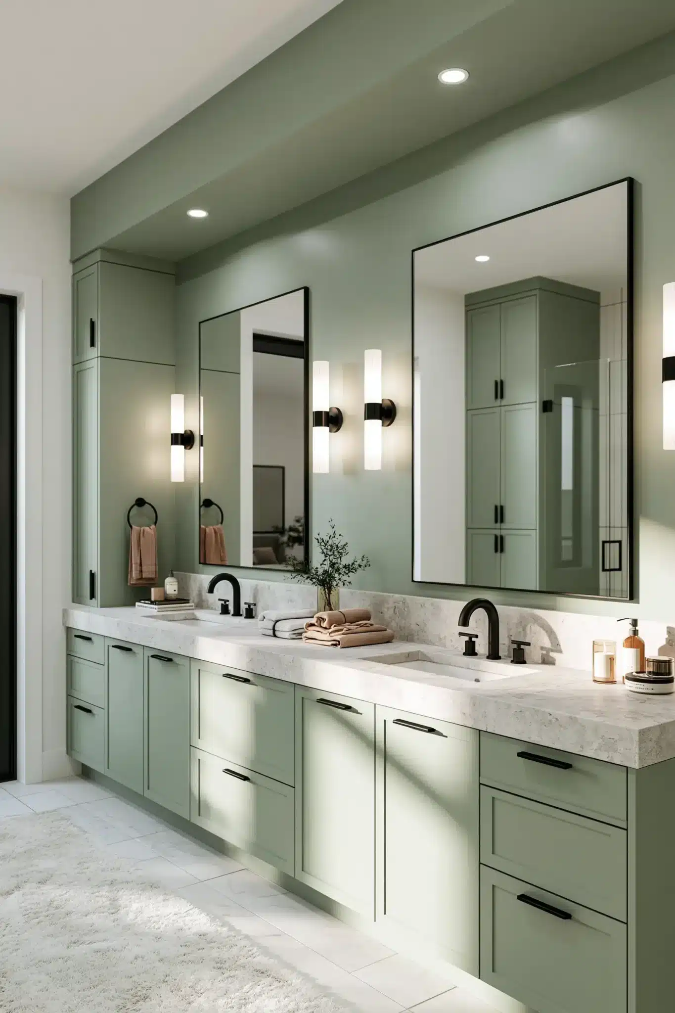 29 Sage Green and Black Bathroom Ideas That Stay Sharp 24