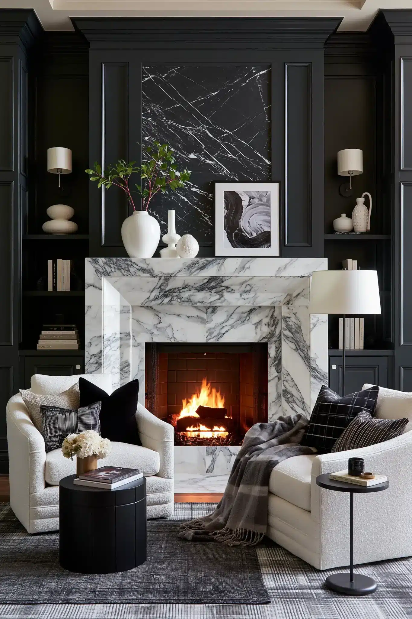 29 Black and White Living Room Decor Ideas with Real Contrast 24