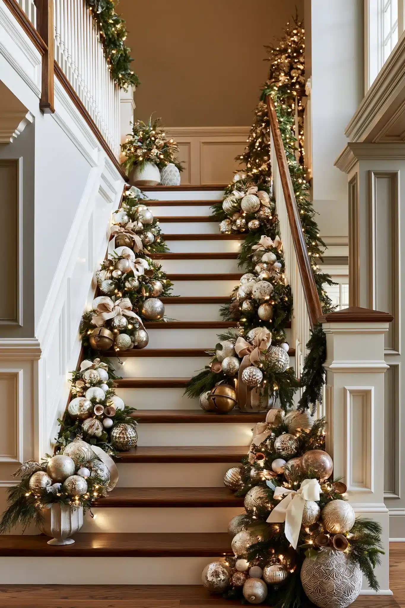 29 Christmas Staircase Decor Ideas That Actually Hold Up 24